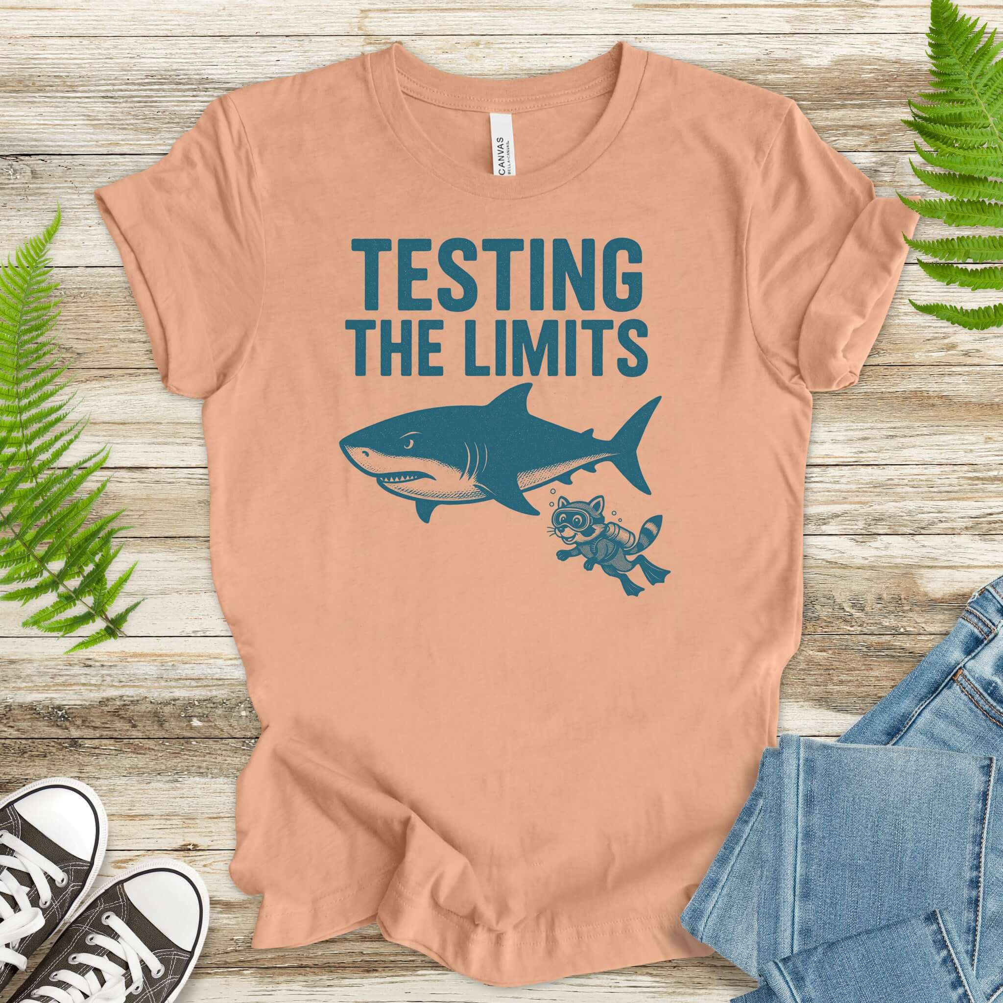 Testing the Limits Shirt – Funny Raccoon & Shark Scuba T-Shirt