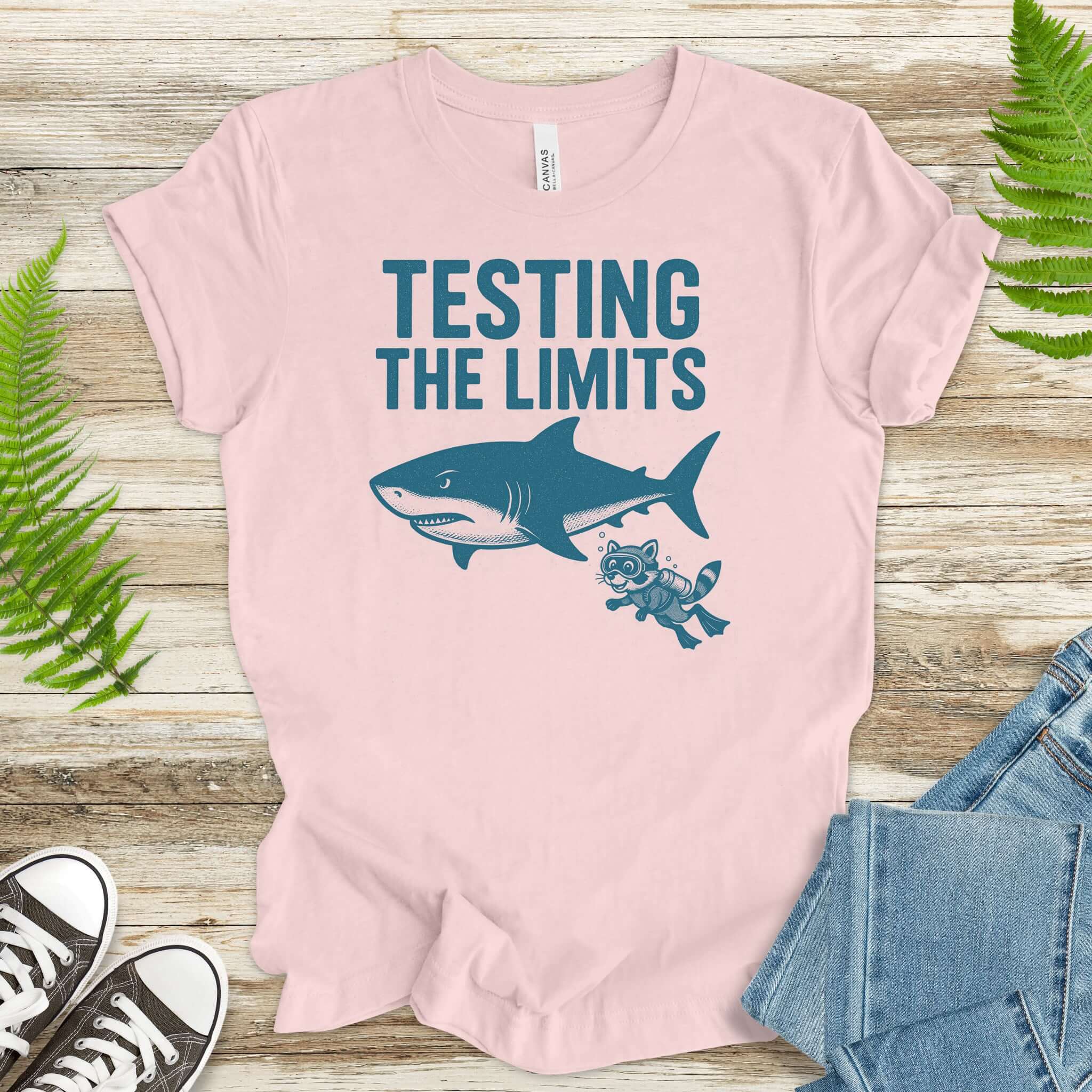 Testing the Limits Shirt – Funny Raccoon & Shark Scuba T-Shirt