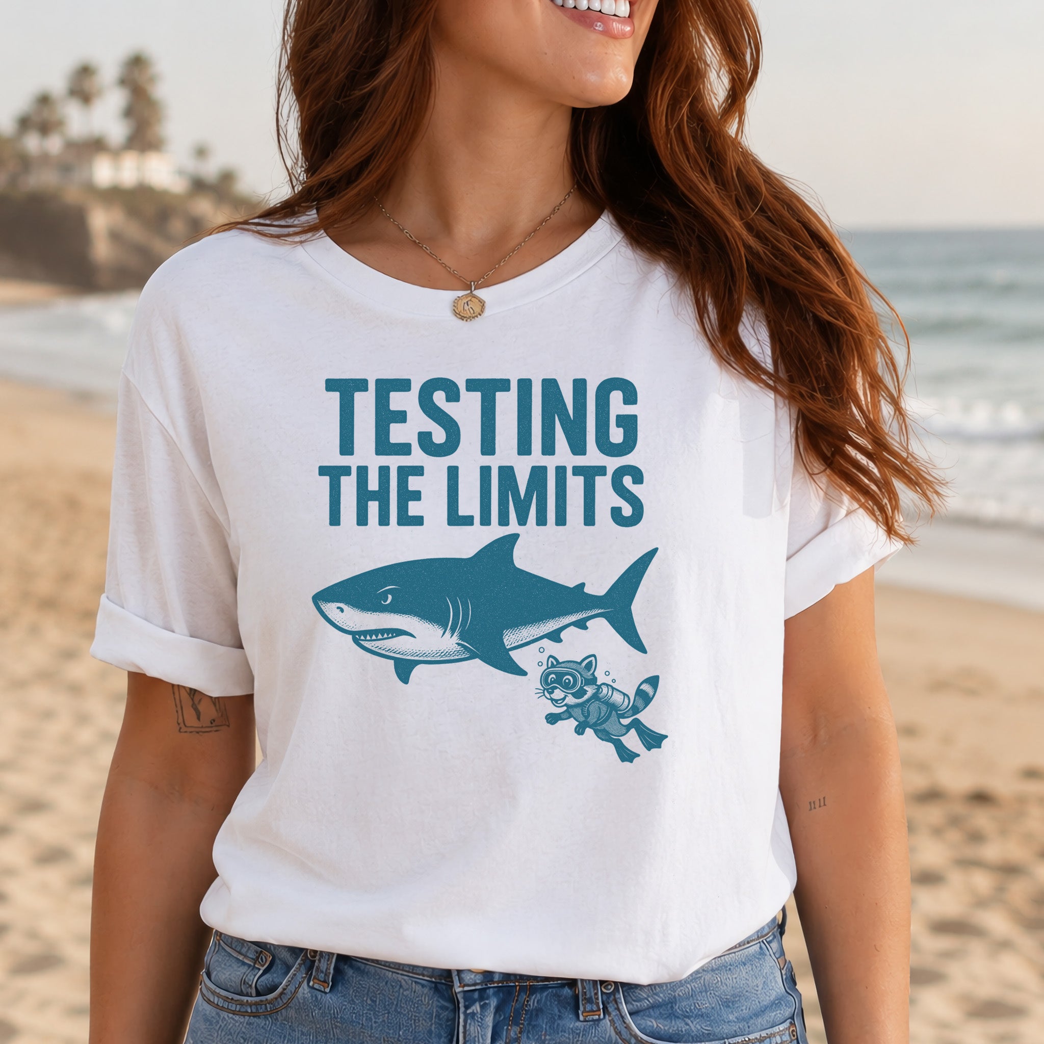 Testing the Limits Shirt – Funny Raccoon & Shark Scuba T-Shirt
