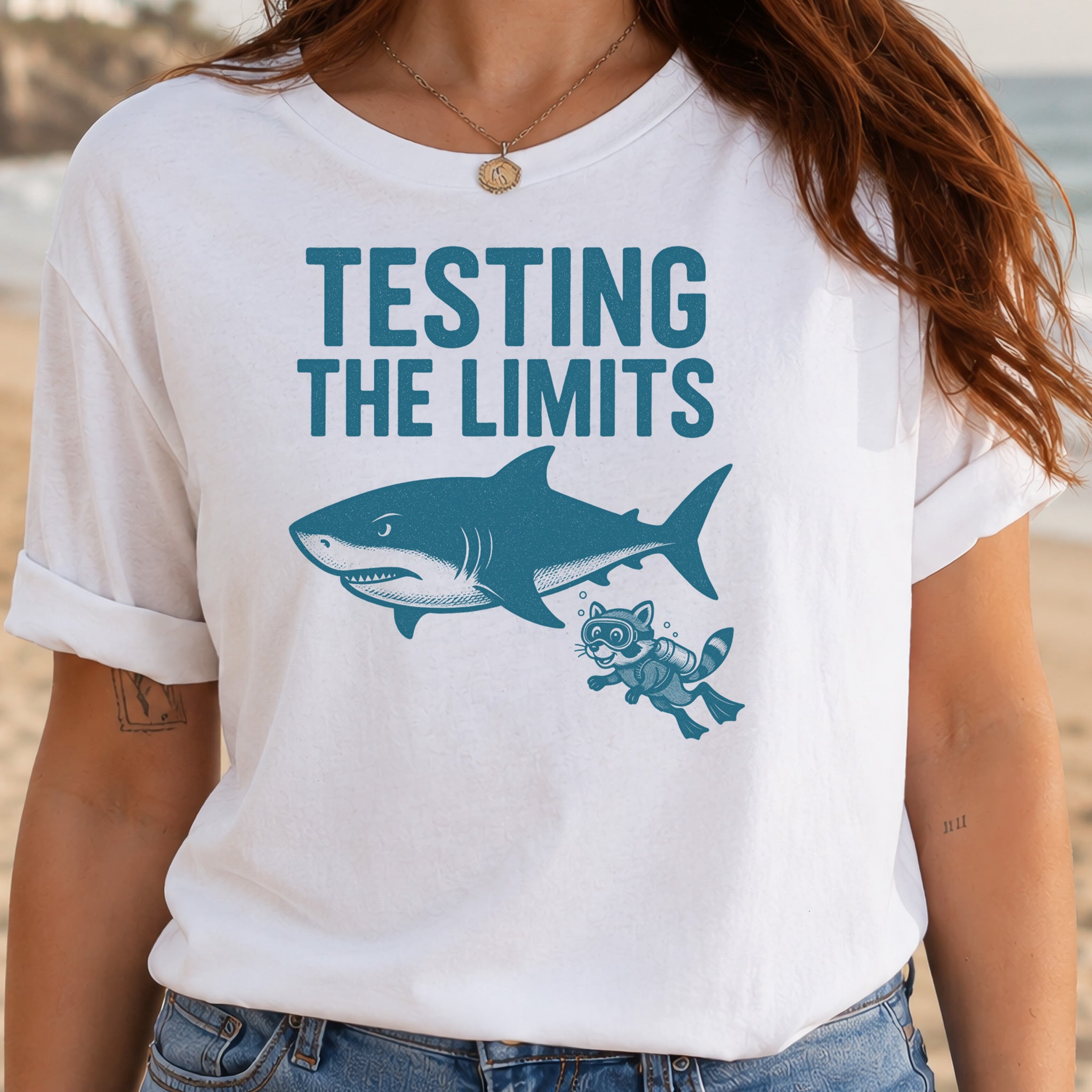 Testing the Limits Shirt – Funny Raccoon & Shark Scuba T-Shirt