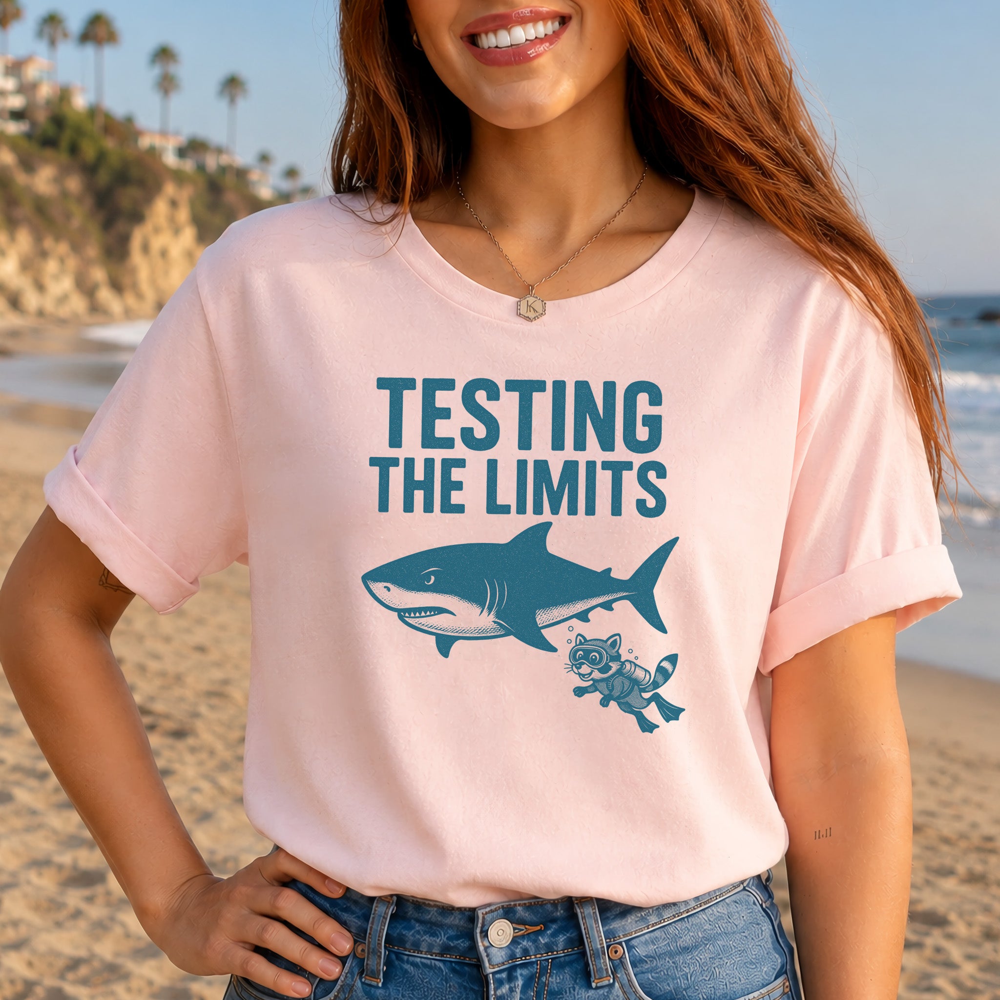 Testing the Limits Shirt – Funny Raccoon & Shark Scuba T-Shirt