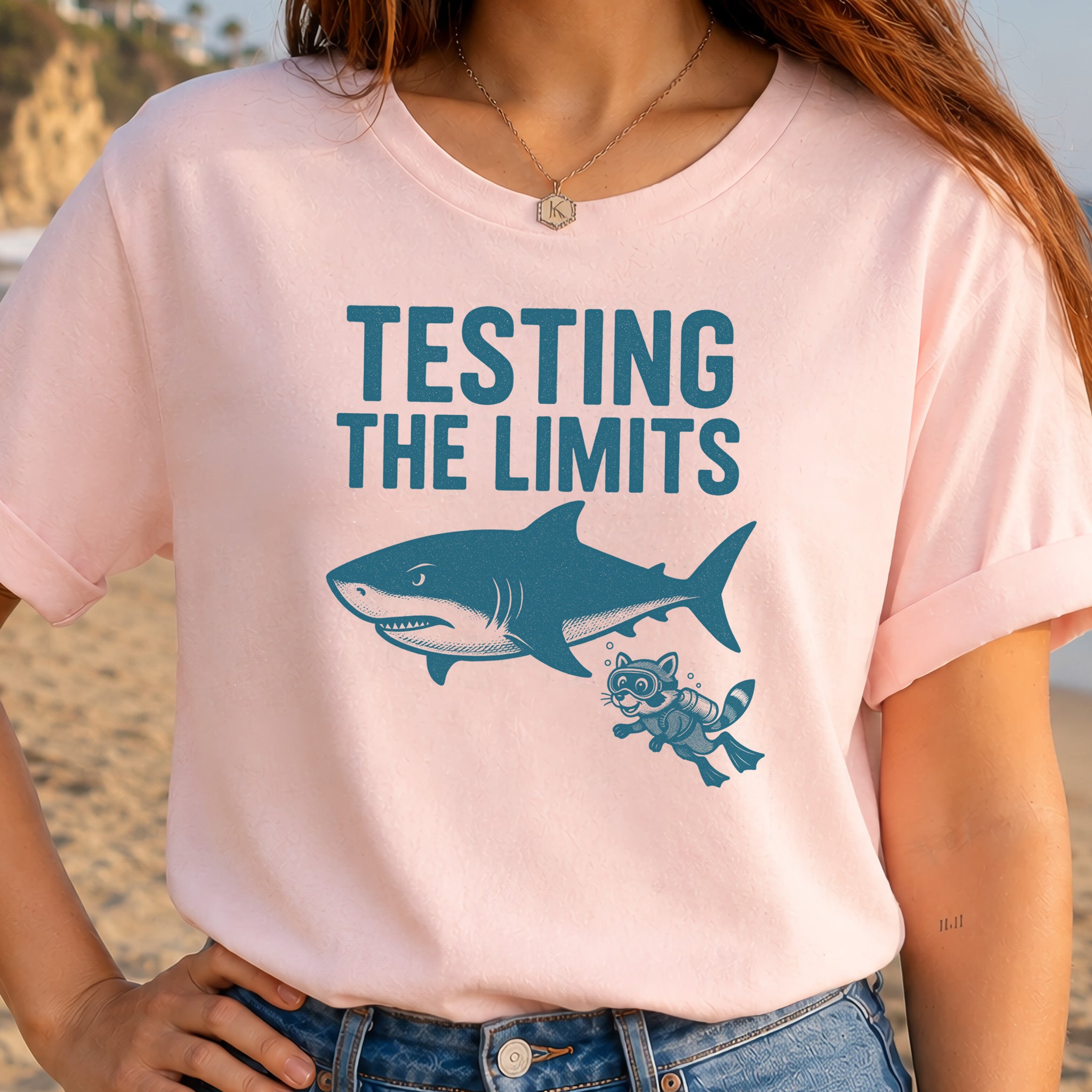 Testing the Limits Shirt – Funny Raccoon & Shark Scuba T-Shirt