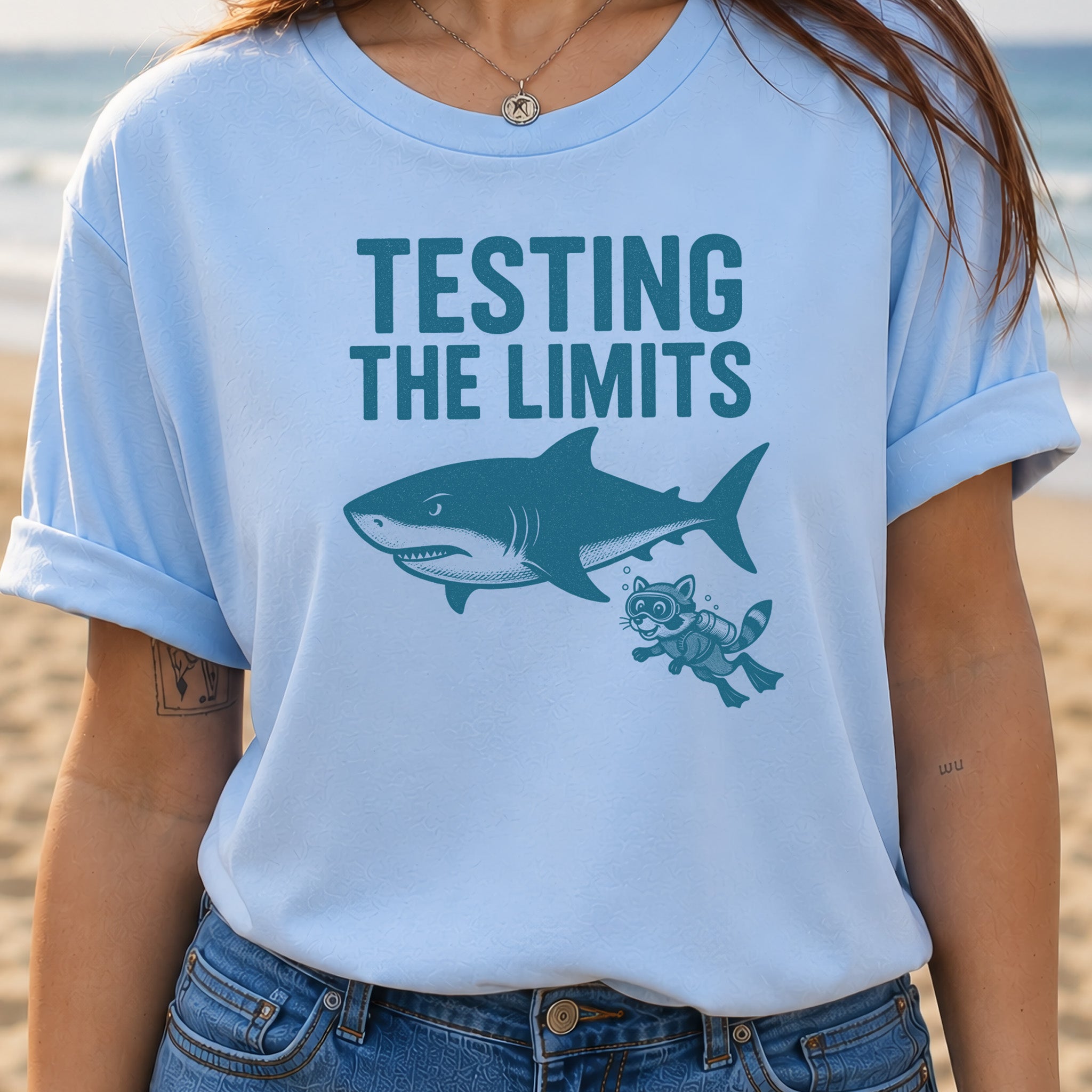 Testing the Limits Shirt – Funny Raccoon & Shark Scuba T-Shirt