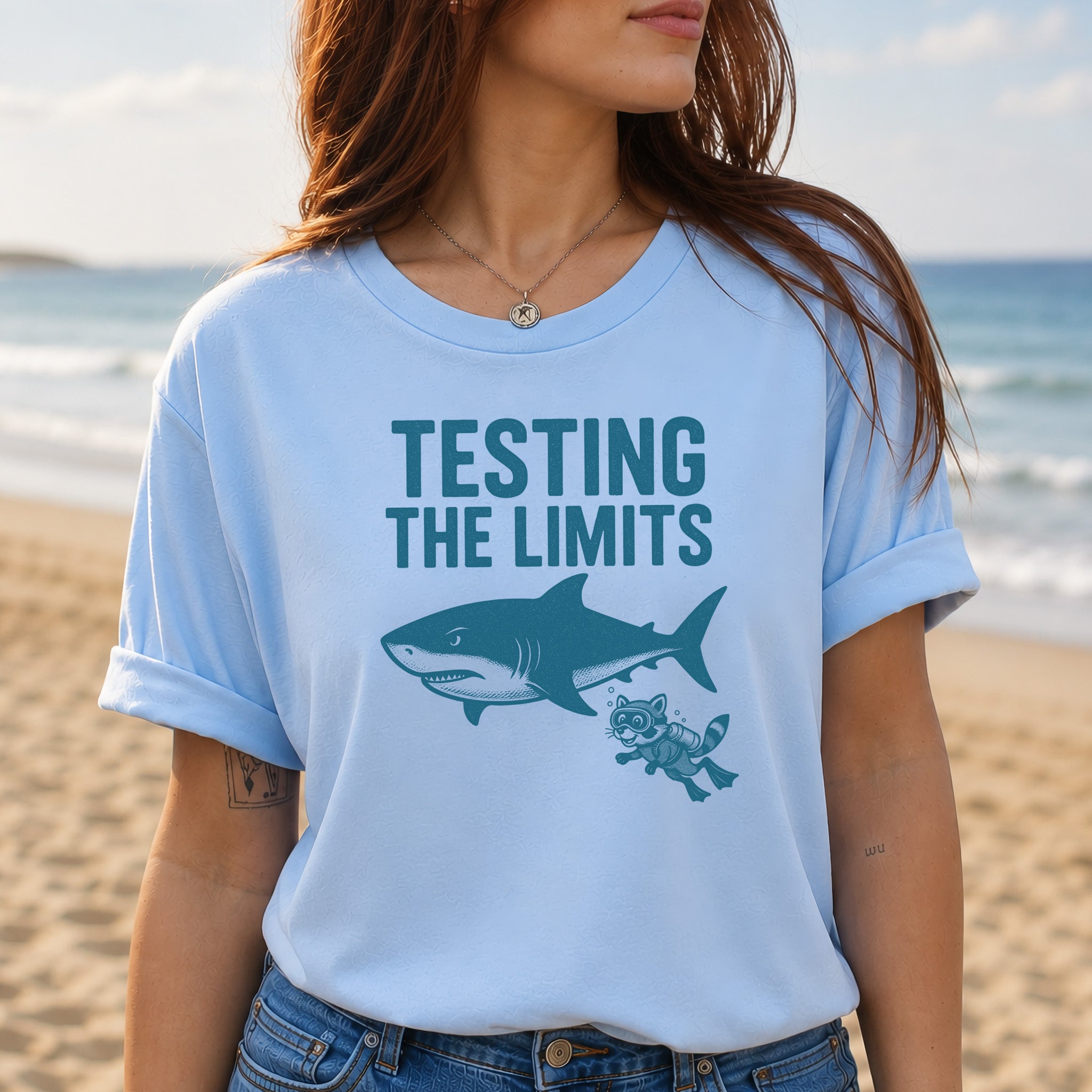 Testing the Limits Shirt – Funny Raccoon & Shark Scuba T-Shirt