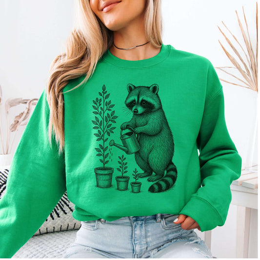 Raccoon Garden Sweatshirt – Funny Trash Panda Gardening Meme Sweatshirt