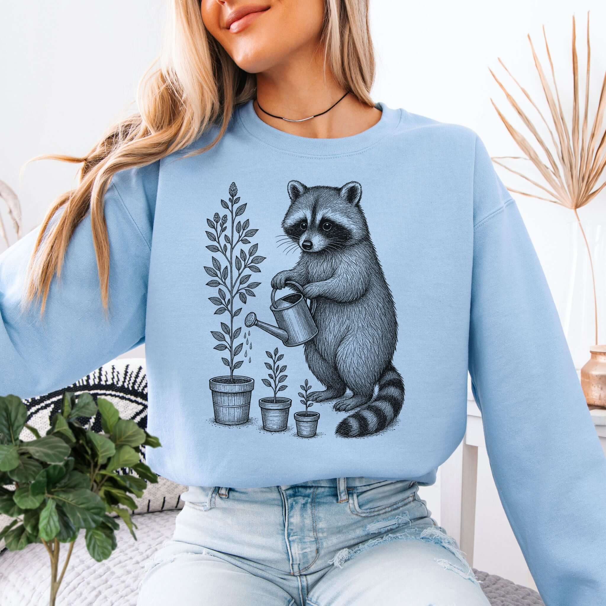 Raccoon Garden Sweatshirt – Funny Trash Panda Gardening Meme Sweatshirt