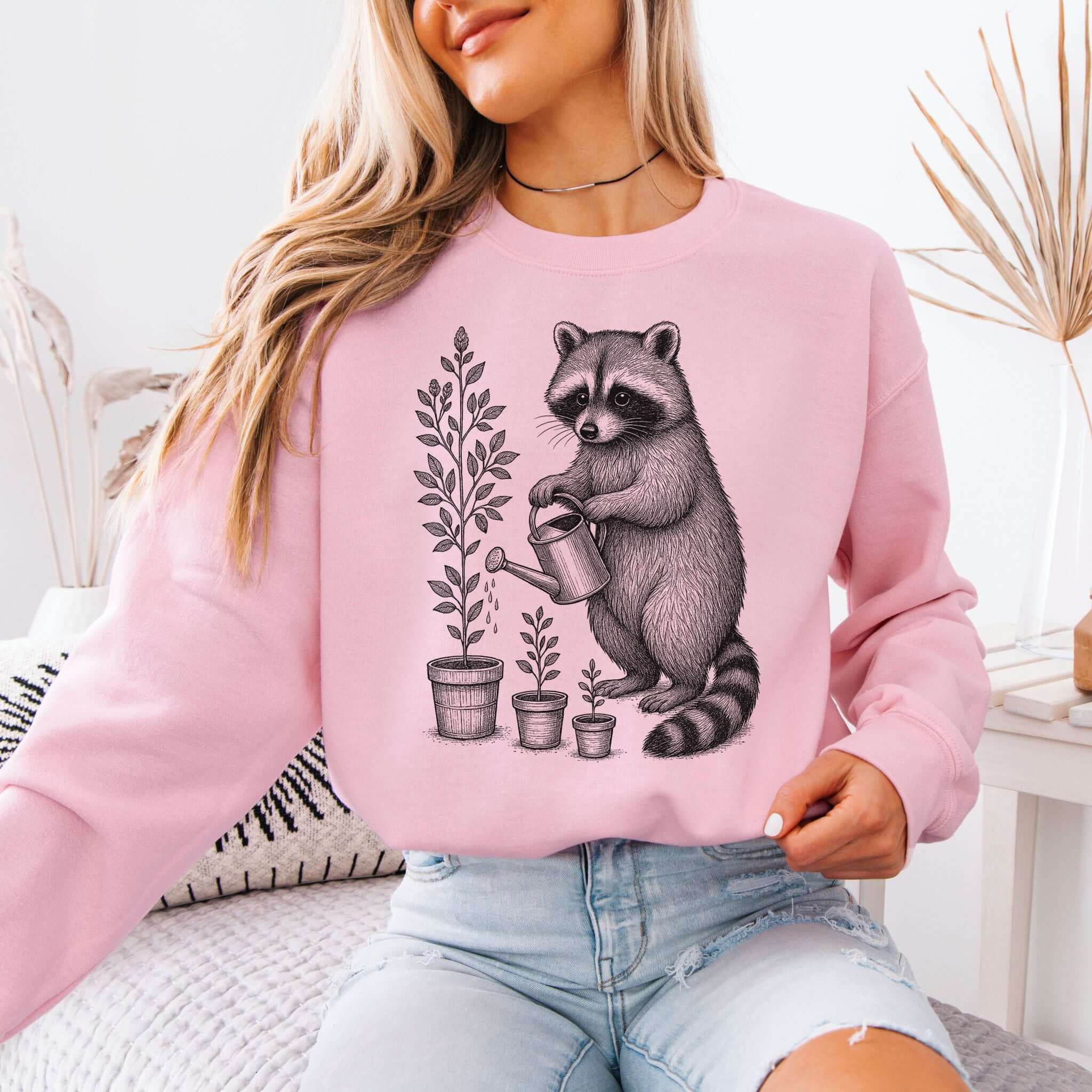 Raccoon Garden Sweatshirt – Funny Trash Panda Gardening Meme Sweatshirt