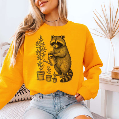 Raccoon Garden Sweatshirt – Funny Trash Panda Gardening Meme Sweatshirt