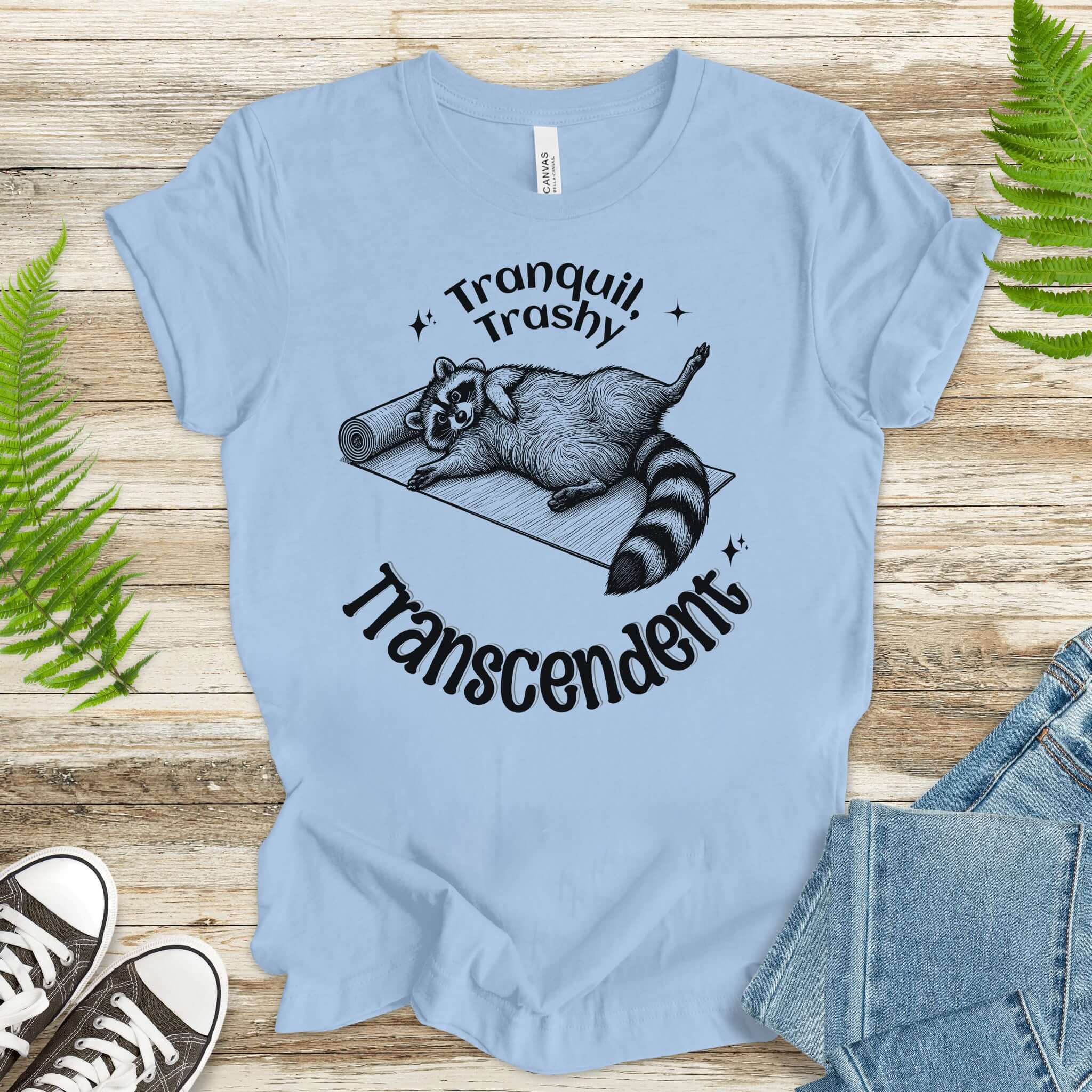 Raccoon Tranquil Trashy Transcendent Yoga T-Shirt