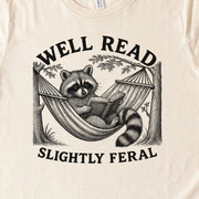 Well Read Slightly Feral Raccoon Camping T-Shirt