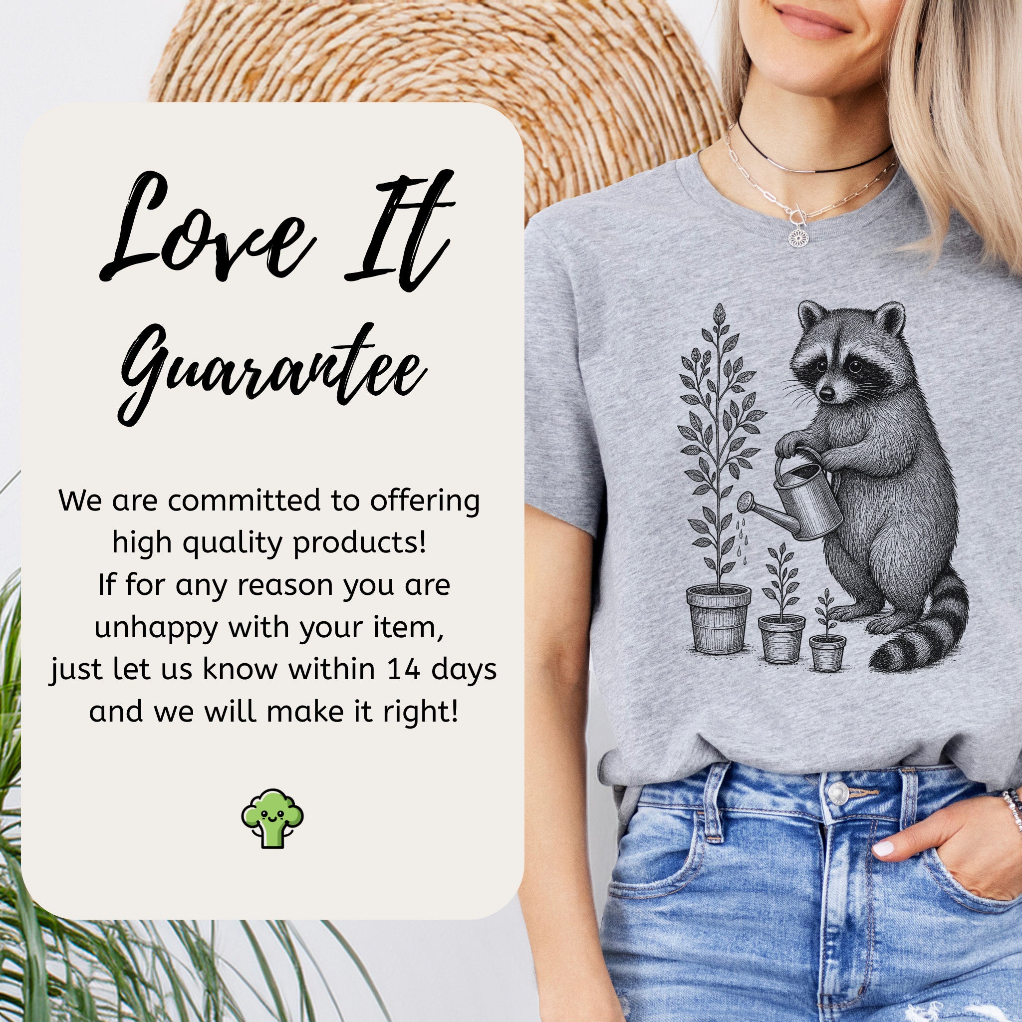 Raccoon Watering Plants Garden T-Shirt