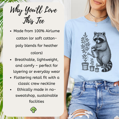 Raccoon Watering Plants Garden T-Shirt