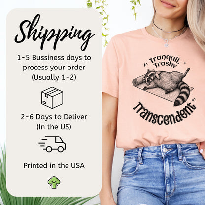 Raccoon Tranquil Trashy Transcendent Yoga T-Shirt