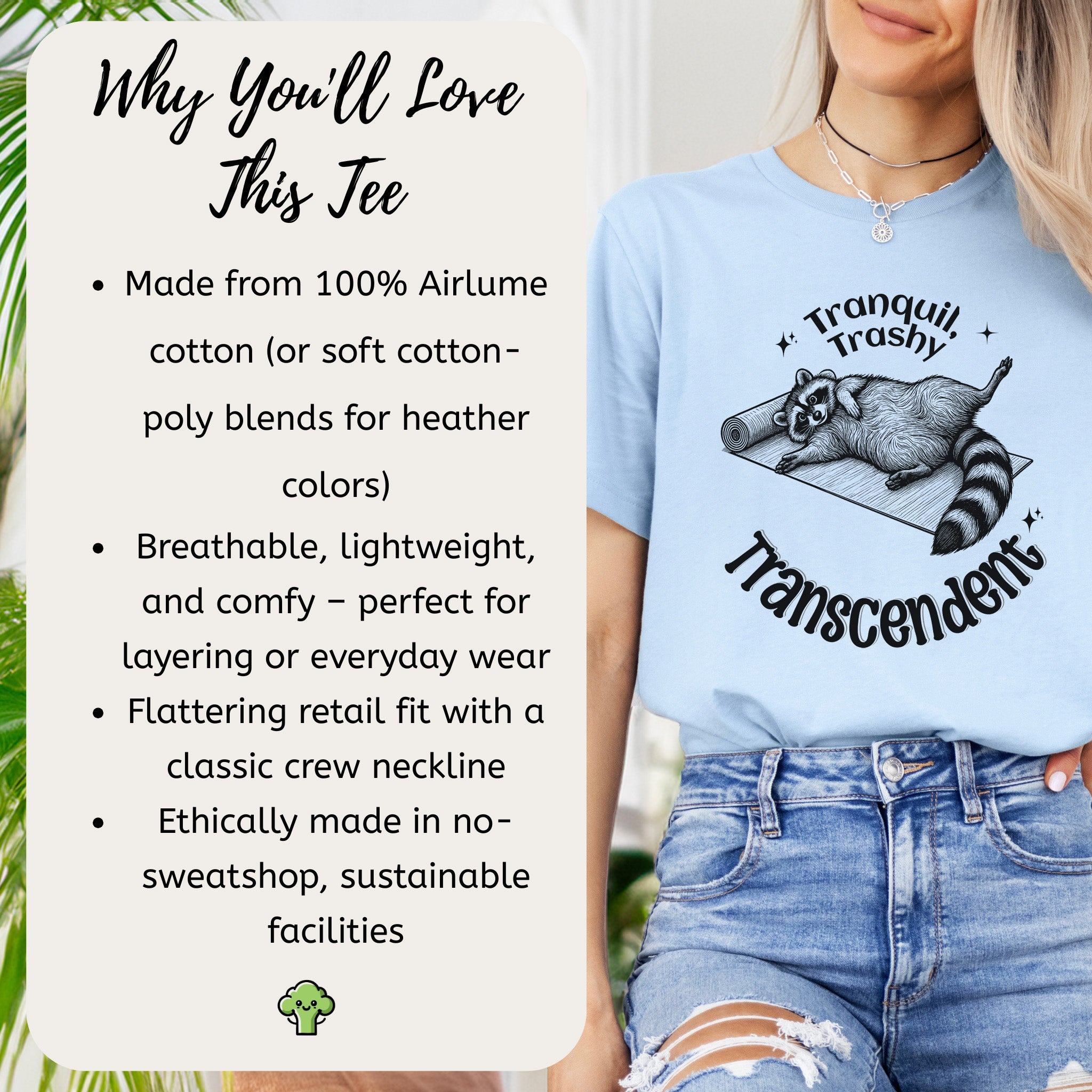 Raccoon Tranquil Trashy Transcendent Yoga T-Shirt