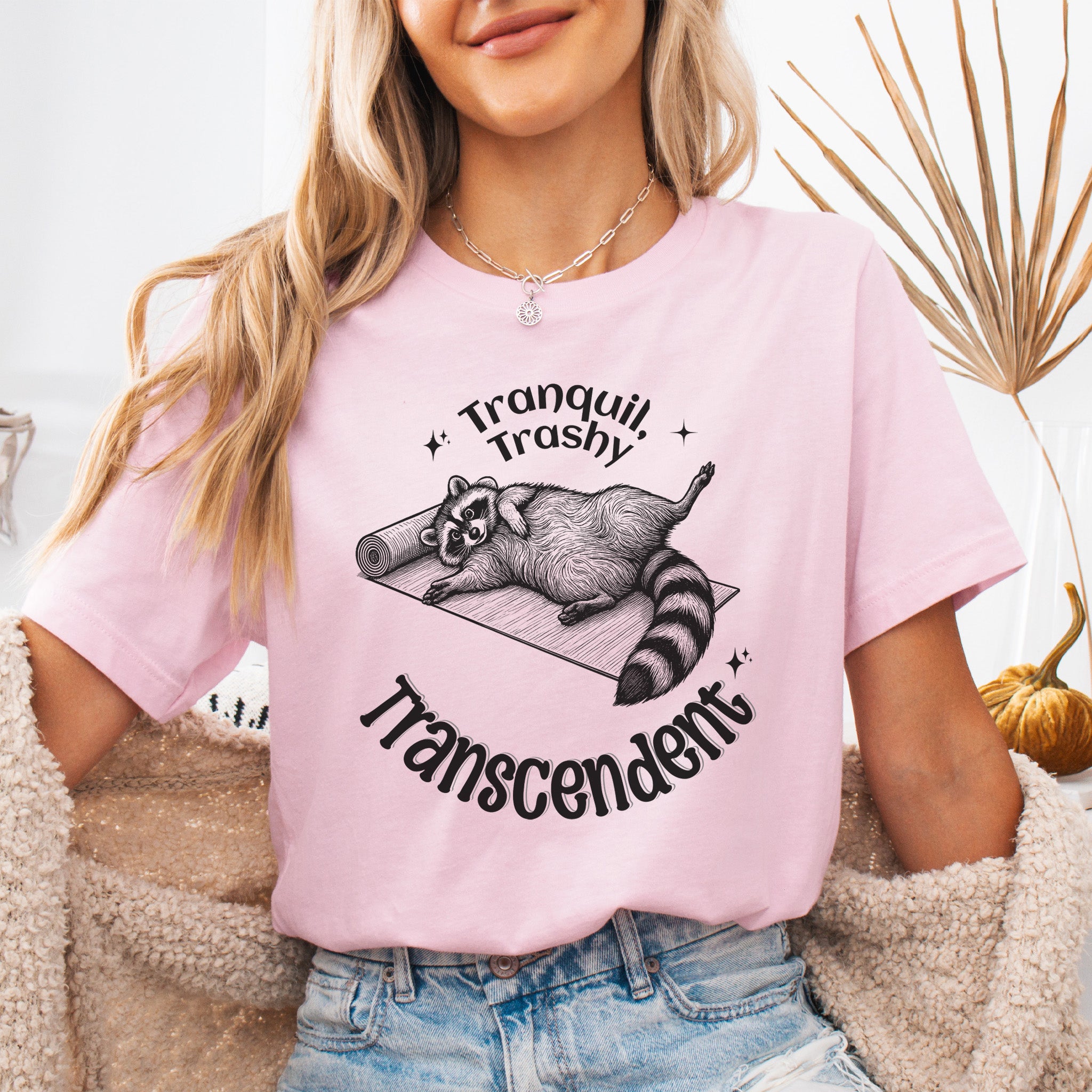 Raccoon Tranquil Trashy Transcendent Yoga T-Shirt