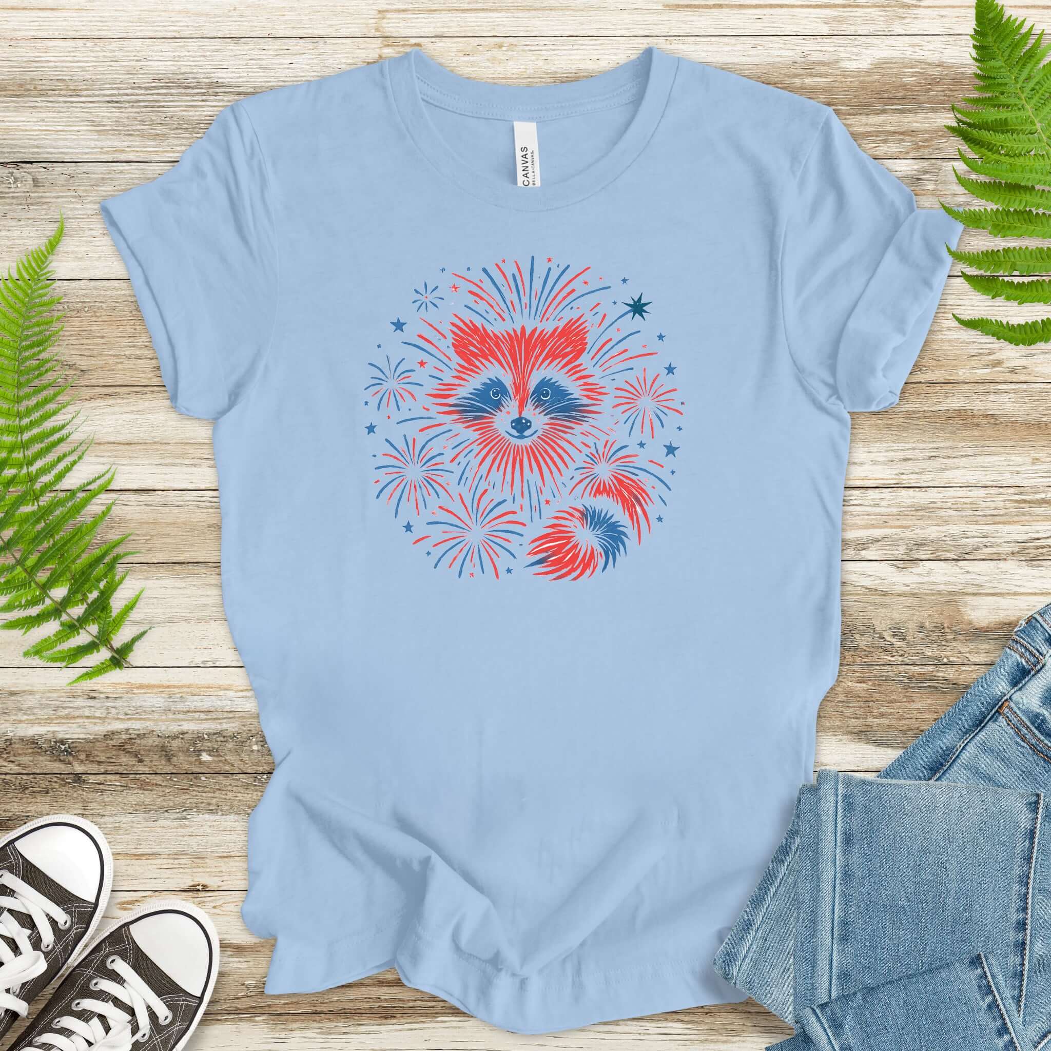 Firework Raccoon 4th of July T-Shirt