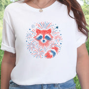 Firework Raccoon 4th of July T-Shirt