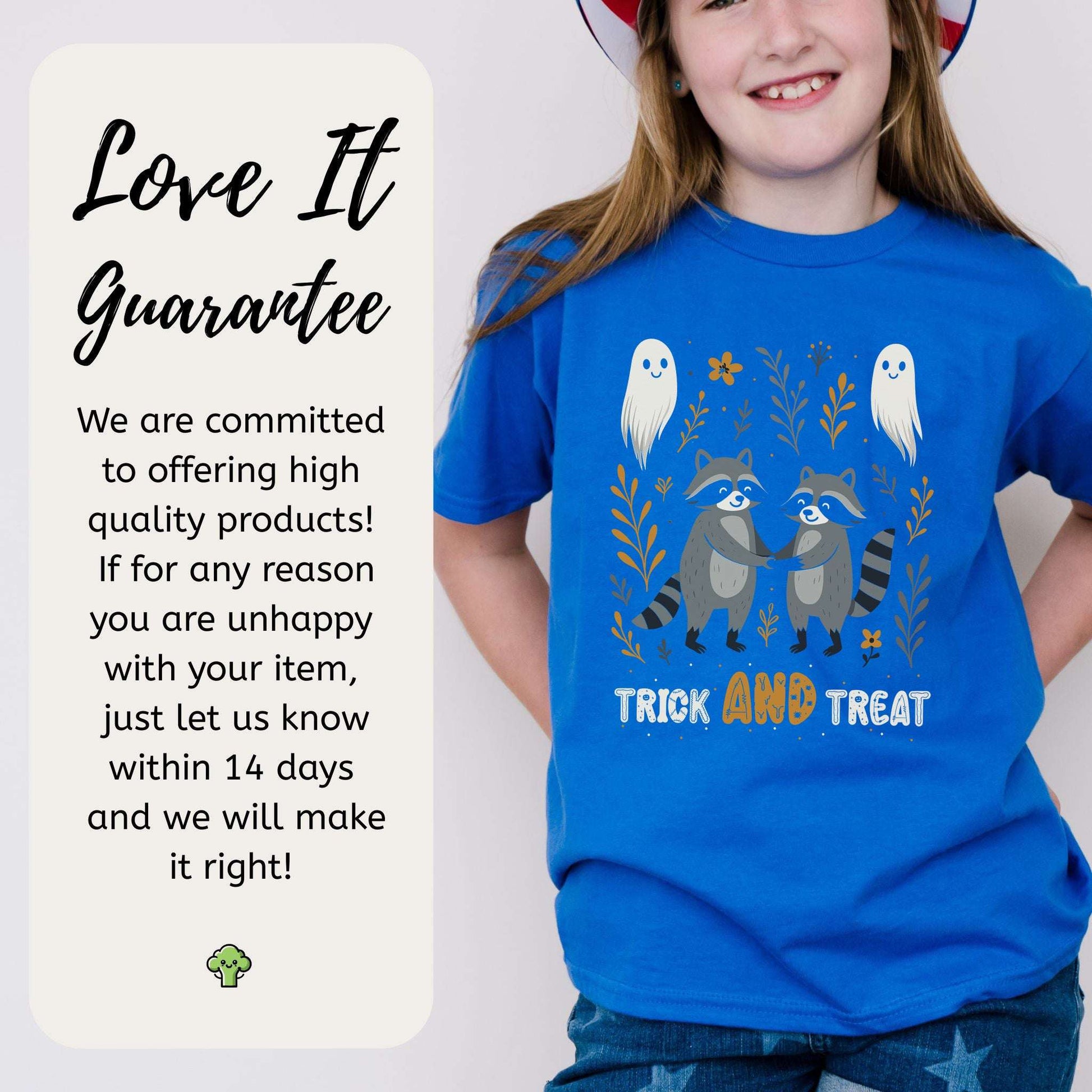 Trick AND Treat Raccoon Youth T-Shirt – Halloween Ghost Squad