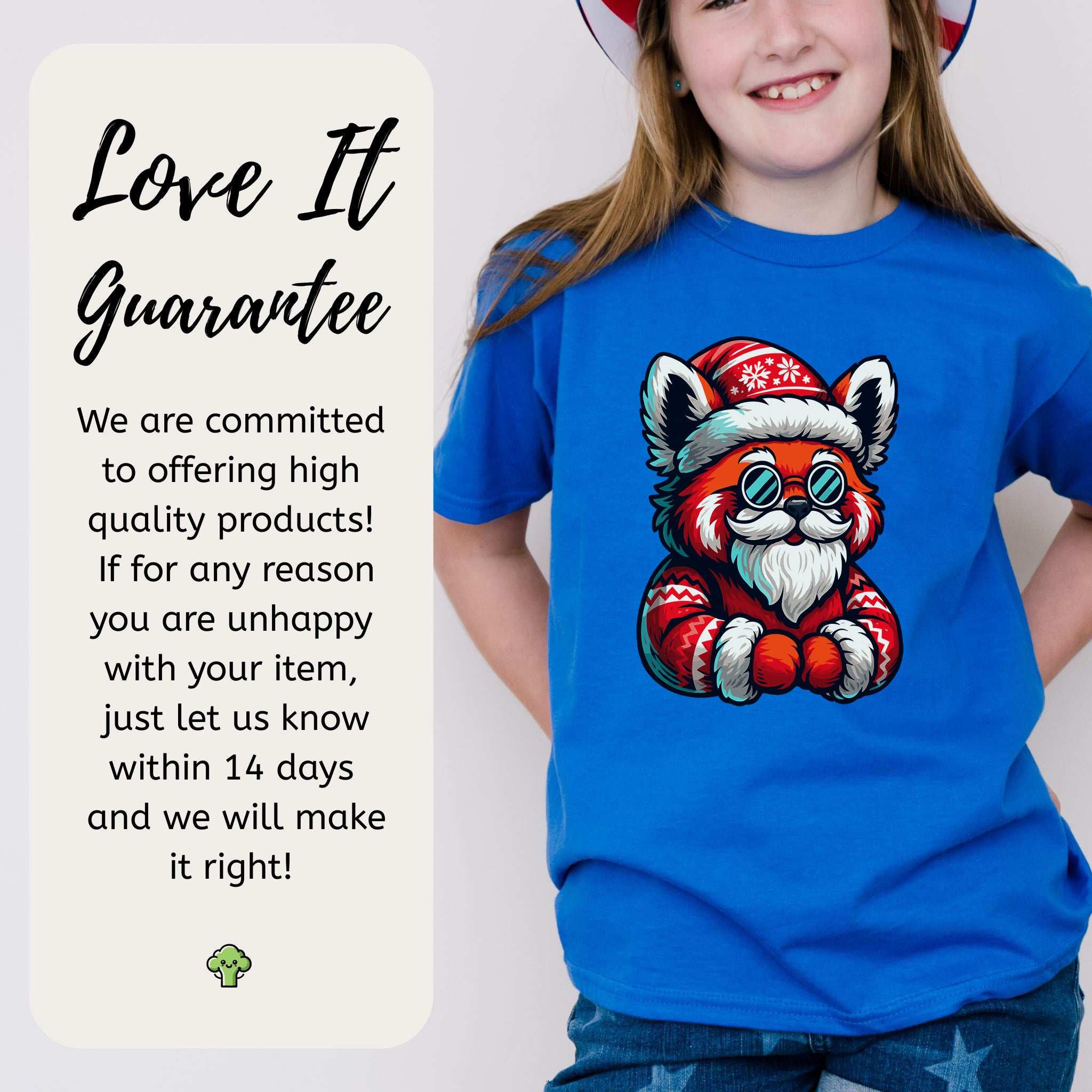 Red Panda Claus Kids T-Shirt – Funny Cool Santa Christmas Tee, Youth Tee