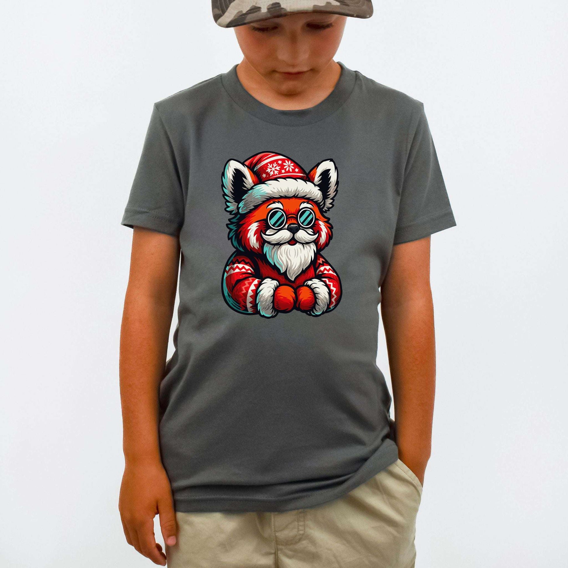 Red Panda Claus Kids T-Shirt – Funny Cool Santa Christmas Tee, Youth Tee