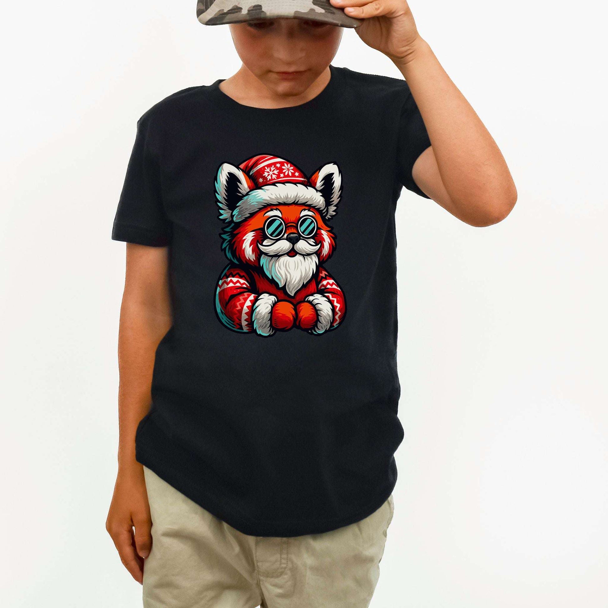 Red Panda Claus Kids T-Shirt – Funny Cool Santa Christmas Tee, Youth Tee