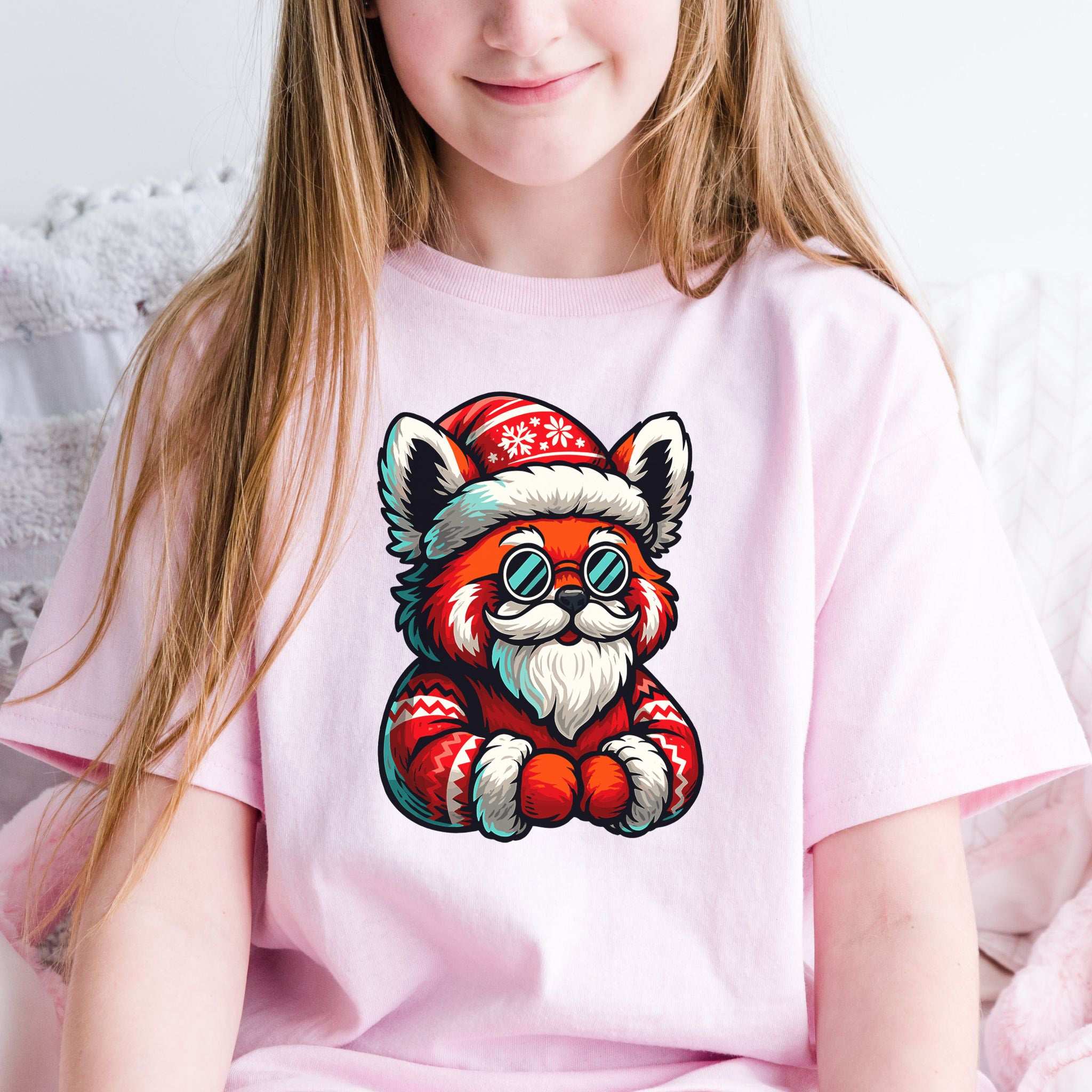Red Panda Claus Kids T-Shirt – Funny Cool Santa Christmas Tee, Youth Tee