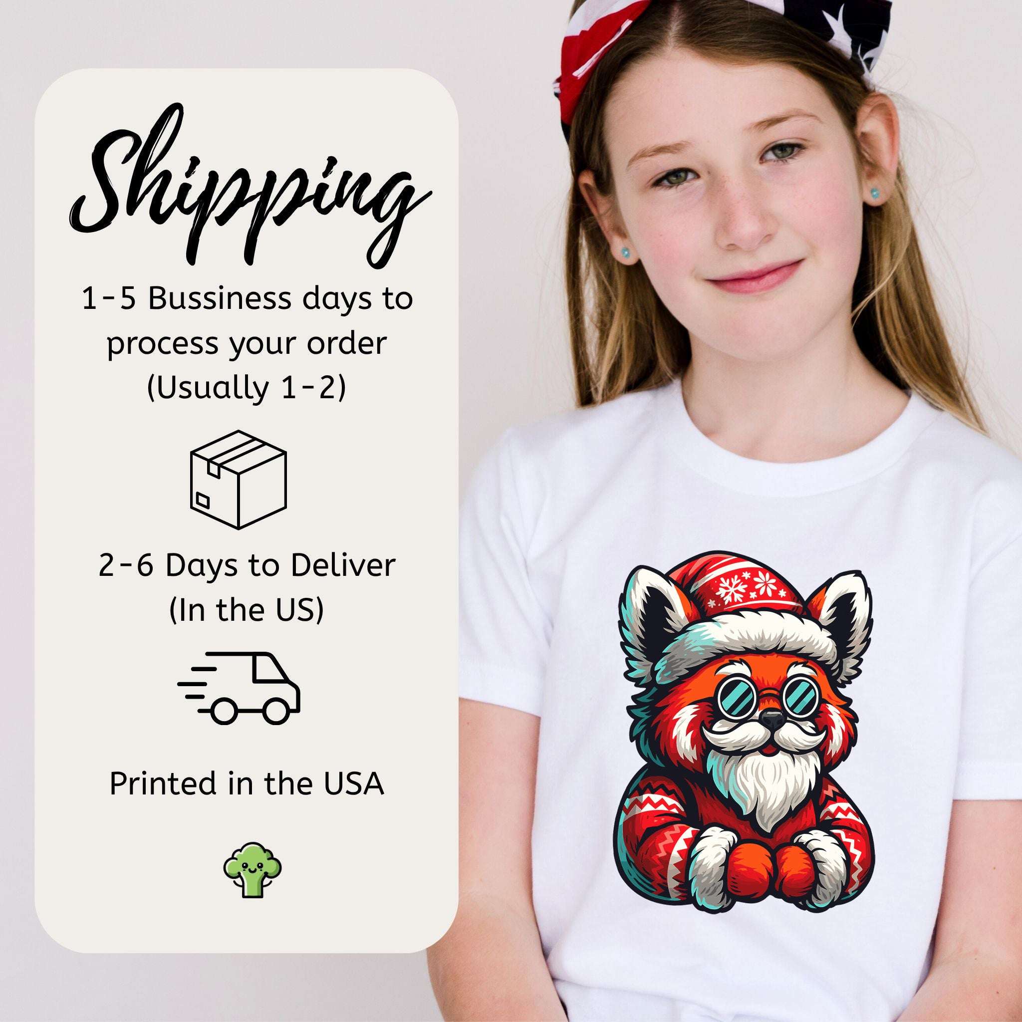 Red Panda Claus Kids T-Shirt – Funny Cool Santa Christmas Tee, Youth Tee