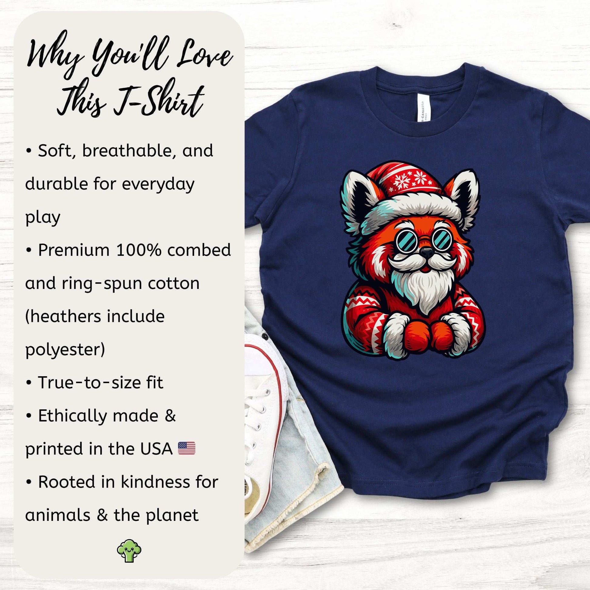 Red Panda Claus Kids T-Shirt – Funny Cool Santa Christmas Tee, Youth Tee