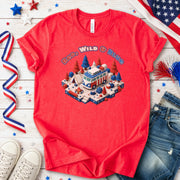 Red Wild and Blue USA Patriotic Camper Van Life Adventure T-Shirt