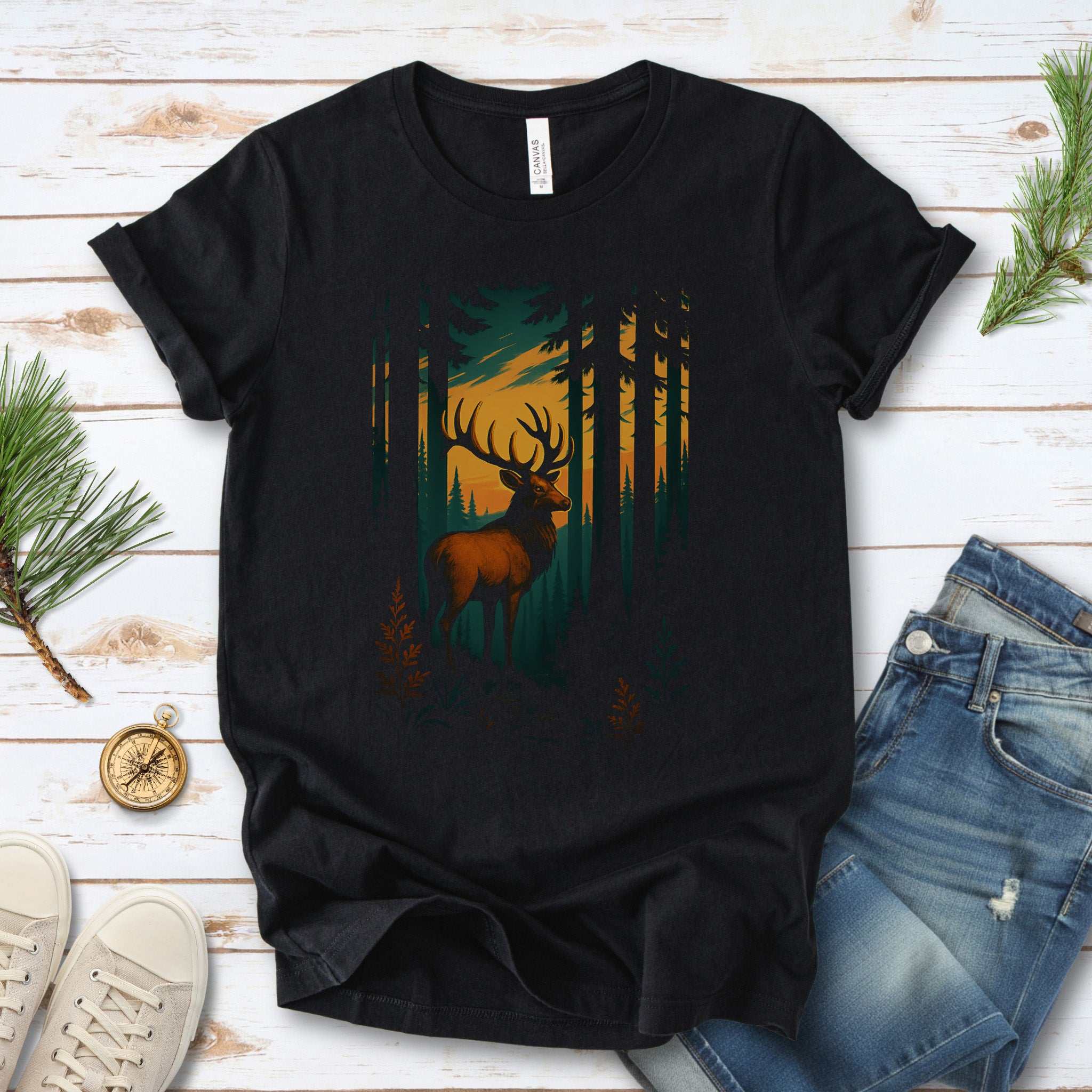 Reindeer in Forest Spirit Animal T-Shirt