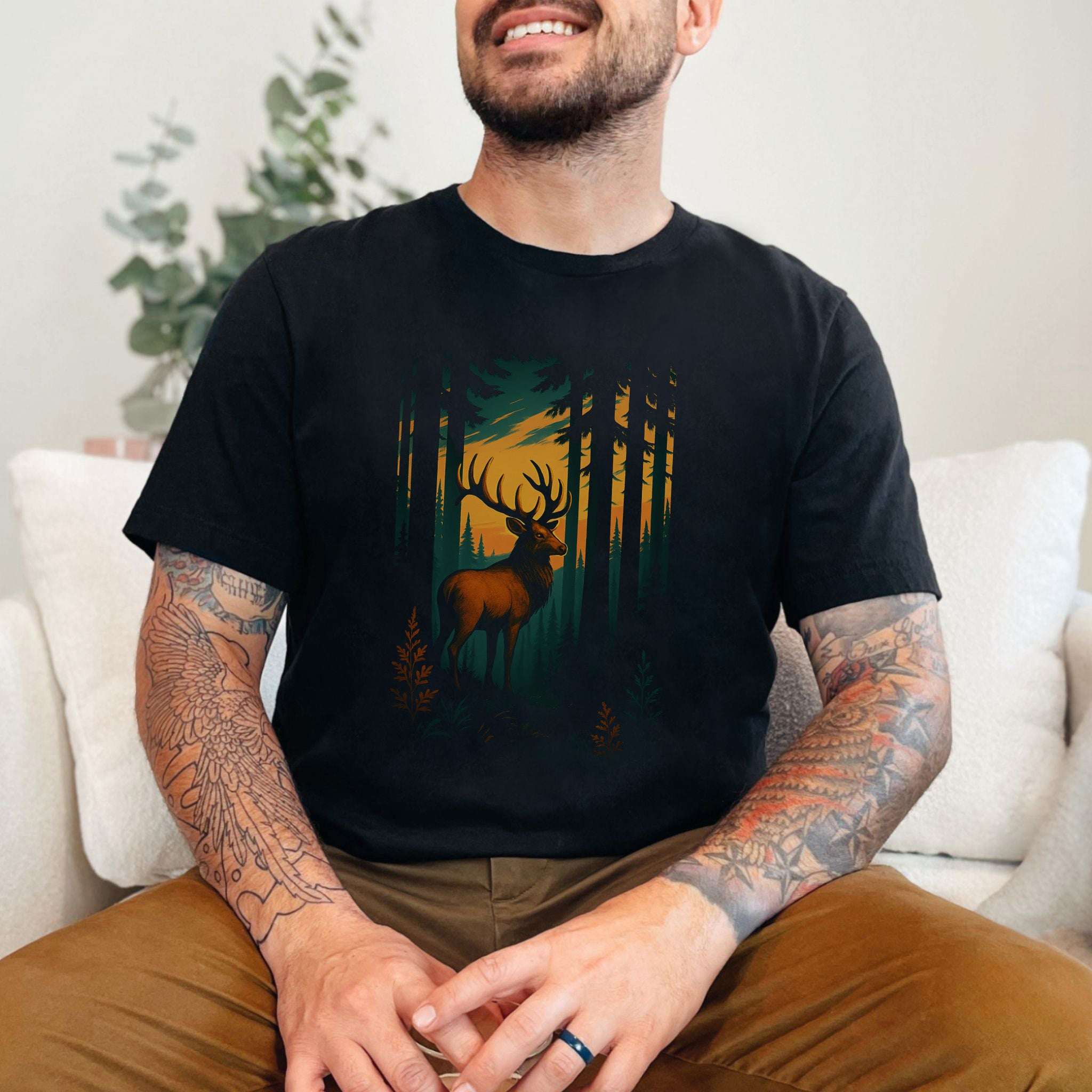 Reindeer in Forest Spirit Animal T-Shirt