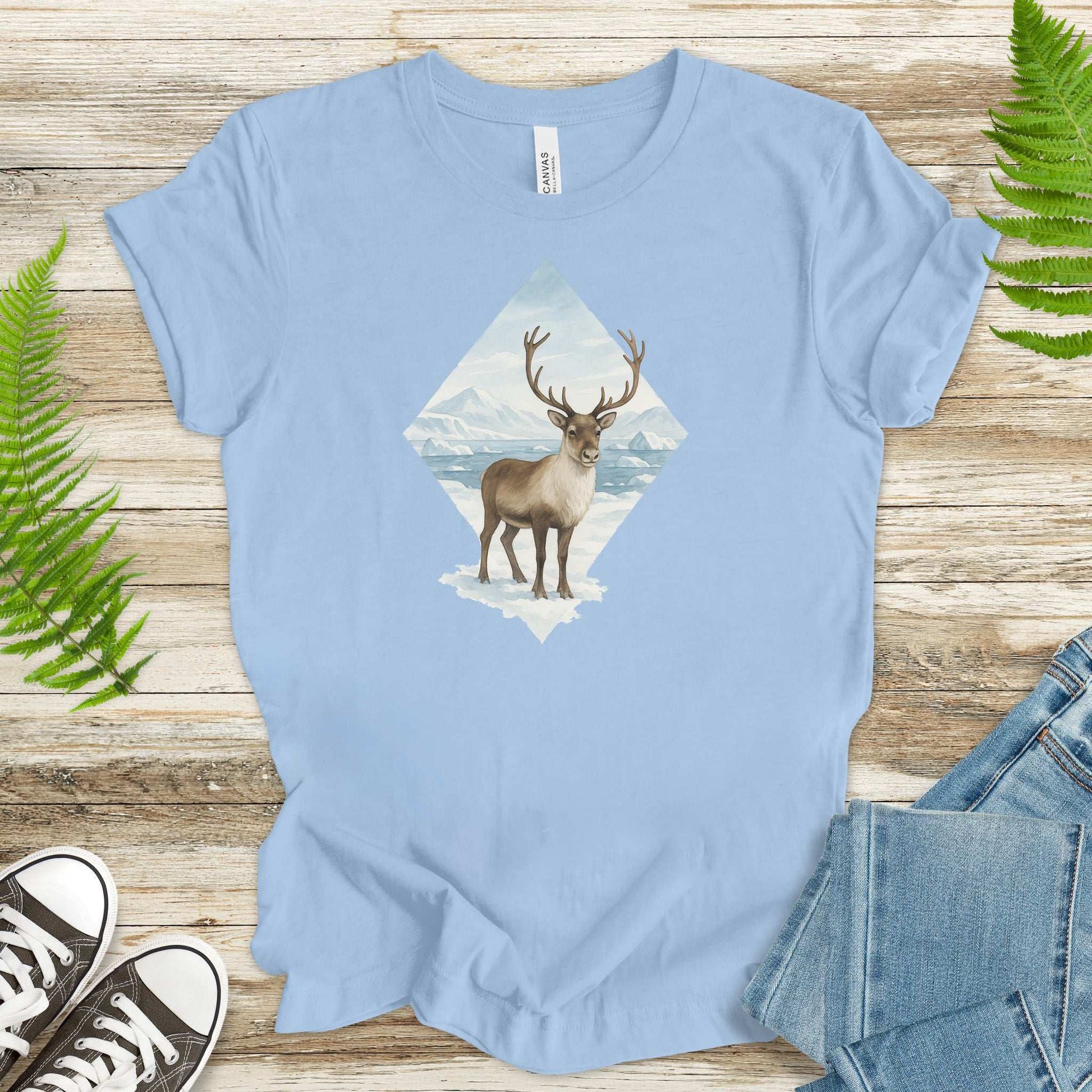 Arctic Reindeer Diamond T-Shirt – Retro Winter Nature Gift Tee