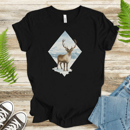 Arctic Reindeer Diamond T-Shirt – Retro Winter Nature Gift Tee