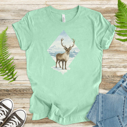 Arctic Reindeer Diamond T-Shirt – Retro Winter Nature Gift Tee