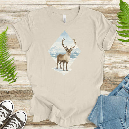 Arctic Reindeer Diamond T-Shirt – Retro Winter Nature Gift Tee