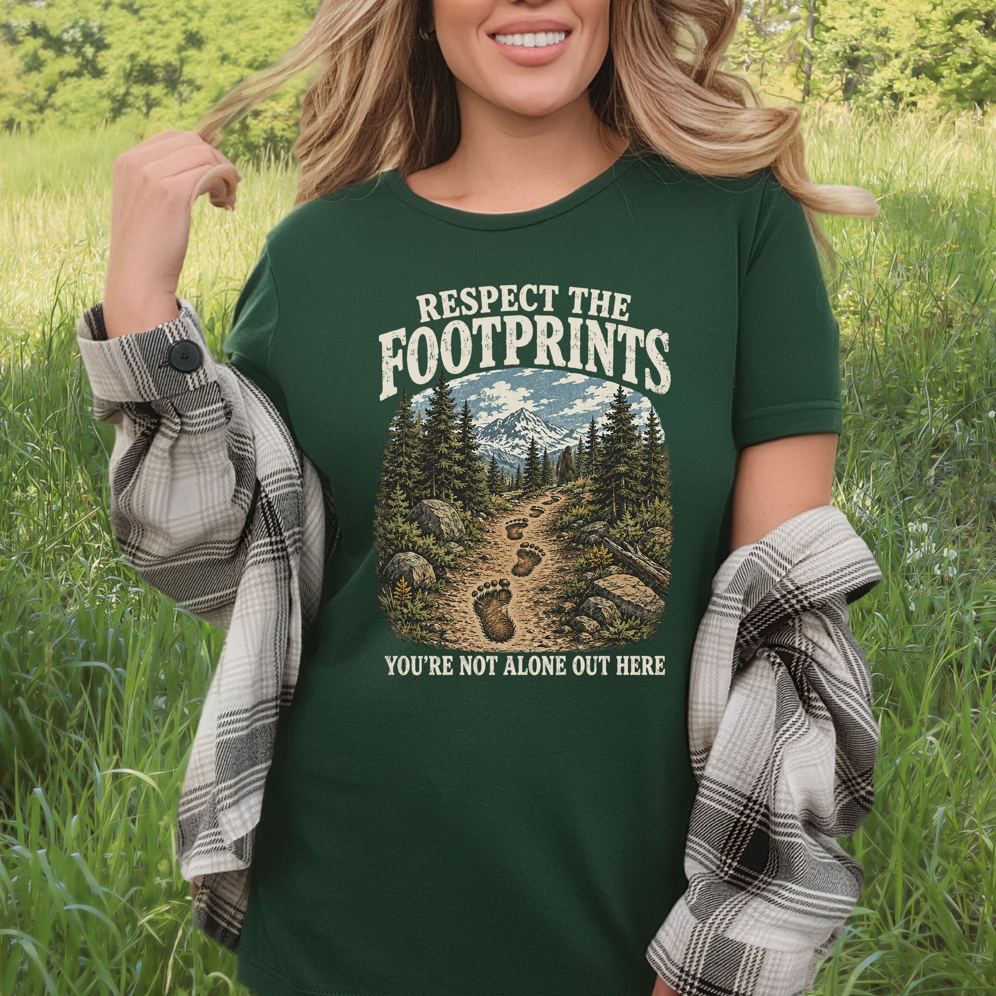 Respect the Footprints Bigfoot Sasquatch Hiking Humor T-Shirt