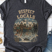 Respect the Locals Ski Lift Mountain Crew Shirt – Winter Wildlife & Cryptid Ski Tee