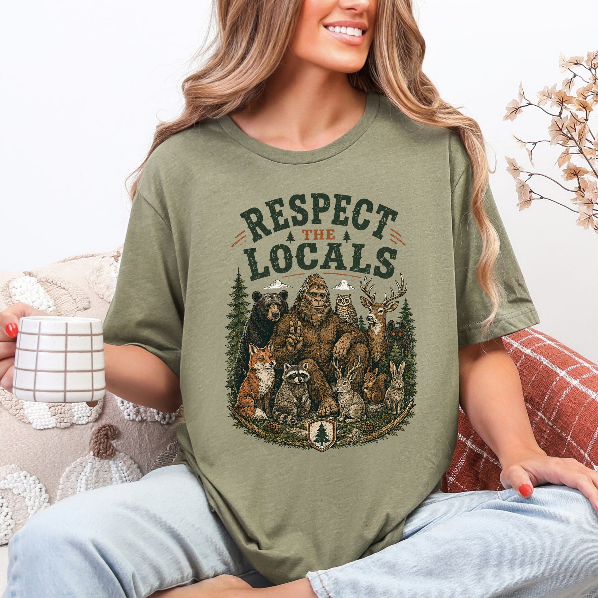 Respect the Locals Bigfoot Wildlife Forest Cryptid Camping Gift T-Shirt