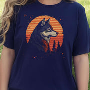 Retro Wolf & Forest Sunset T-Shirt