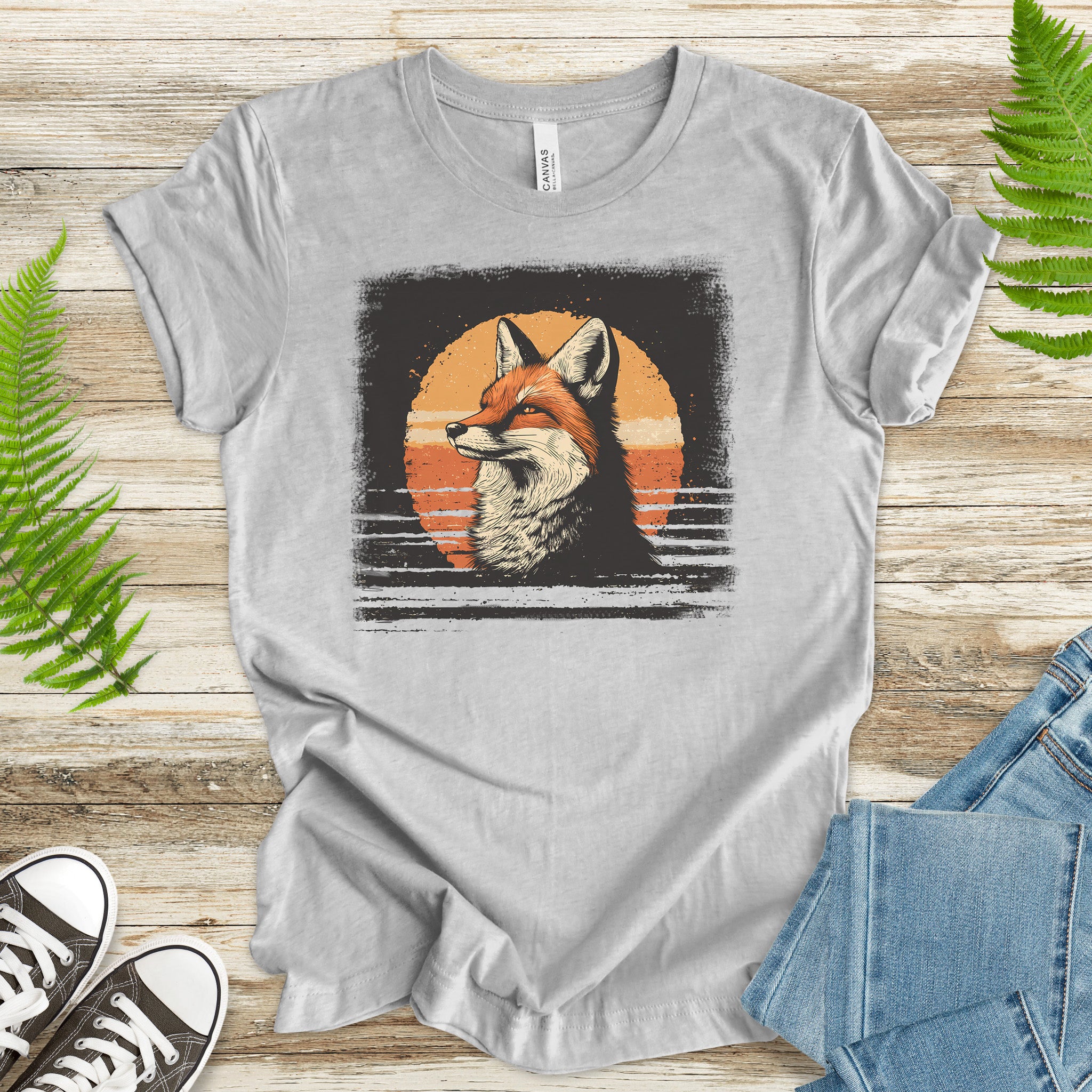Fox Sunset Retro T-Shirt – Vintage Nature Vibes for Fox Lovers