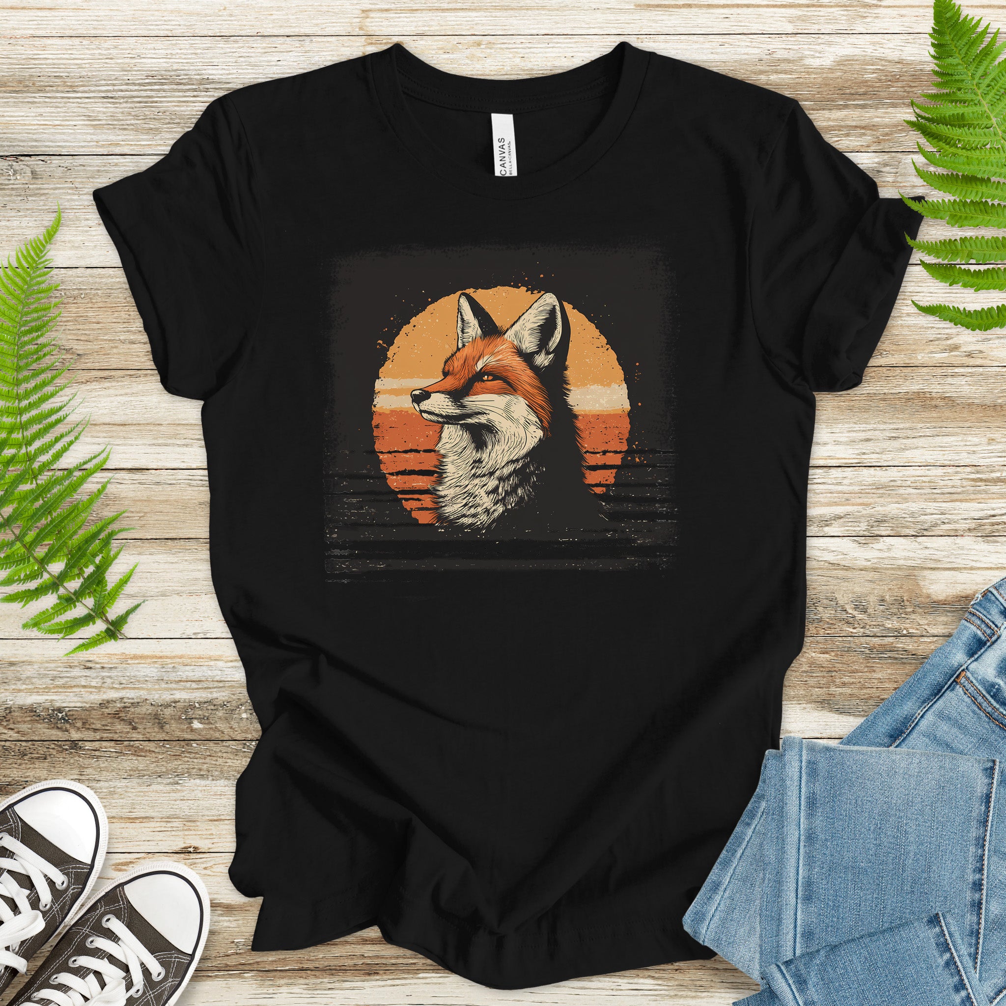 Fox Sunset Retro T-Shirt – Vintage Nature Vibes for Fox Lovers