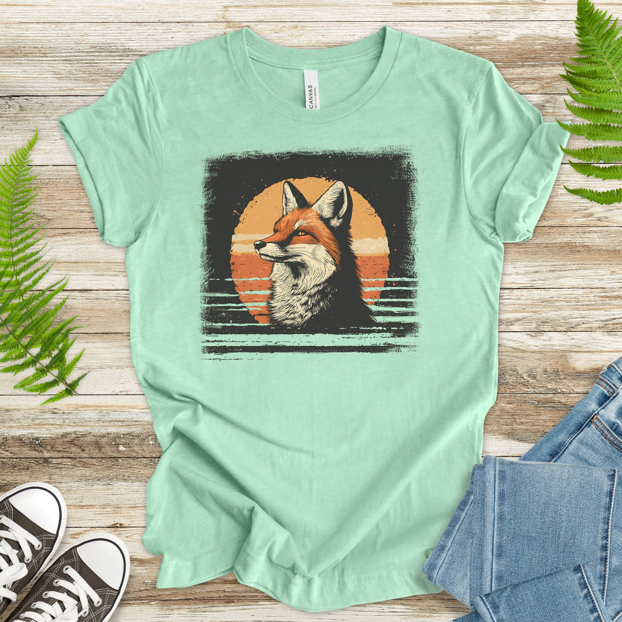 Fox Sunset Retro T-Shirt – Vintage Nature Vibes for Fox Lovers