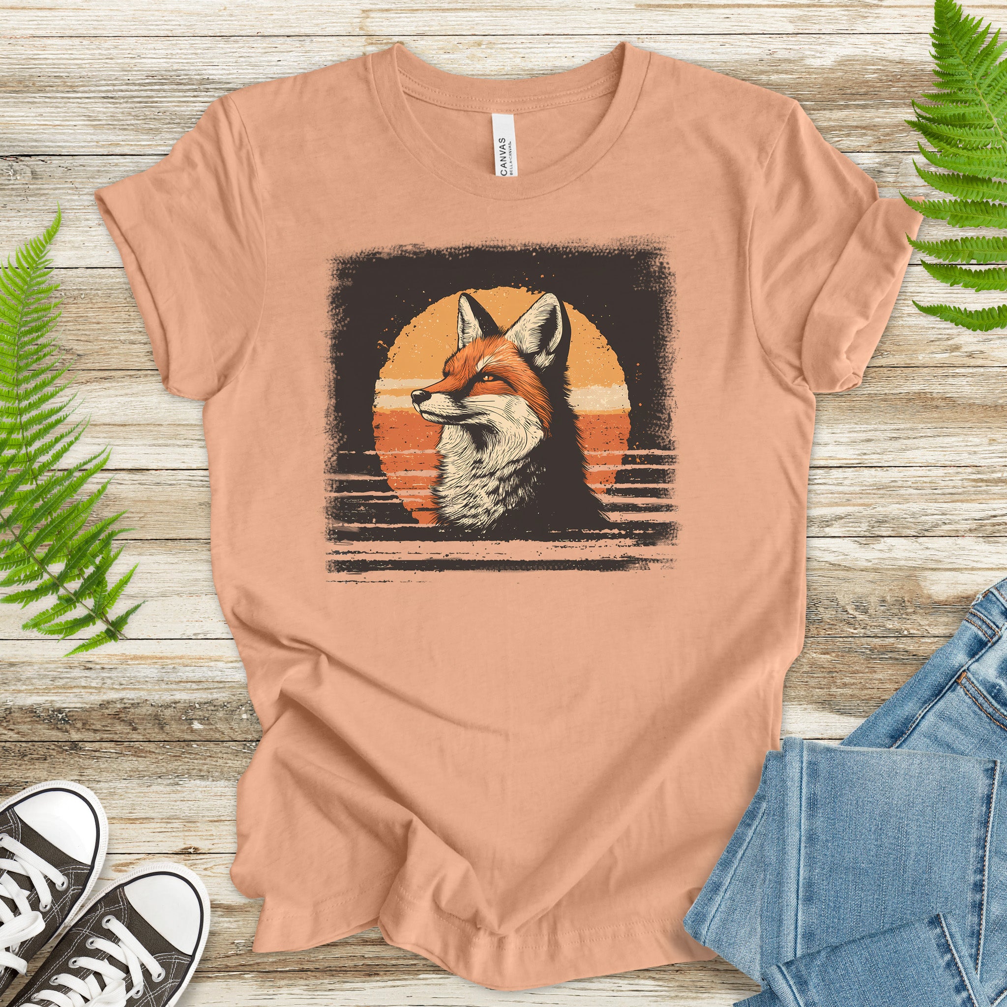 Fox Sunset Retro T-Shirt – Vintage Nature Vibes for Fox Lovers