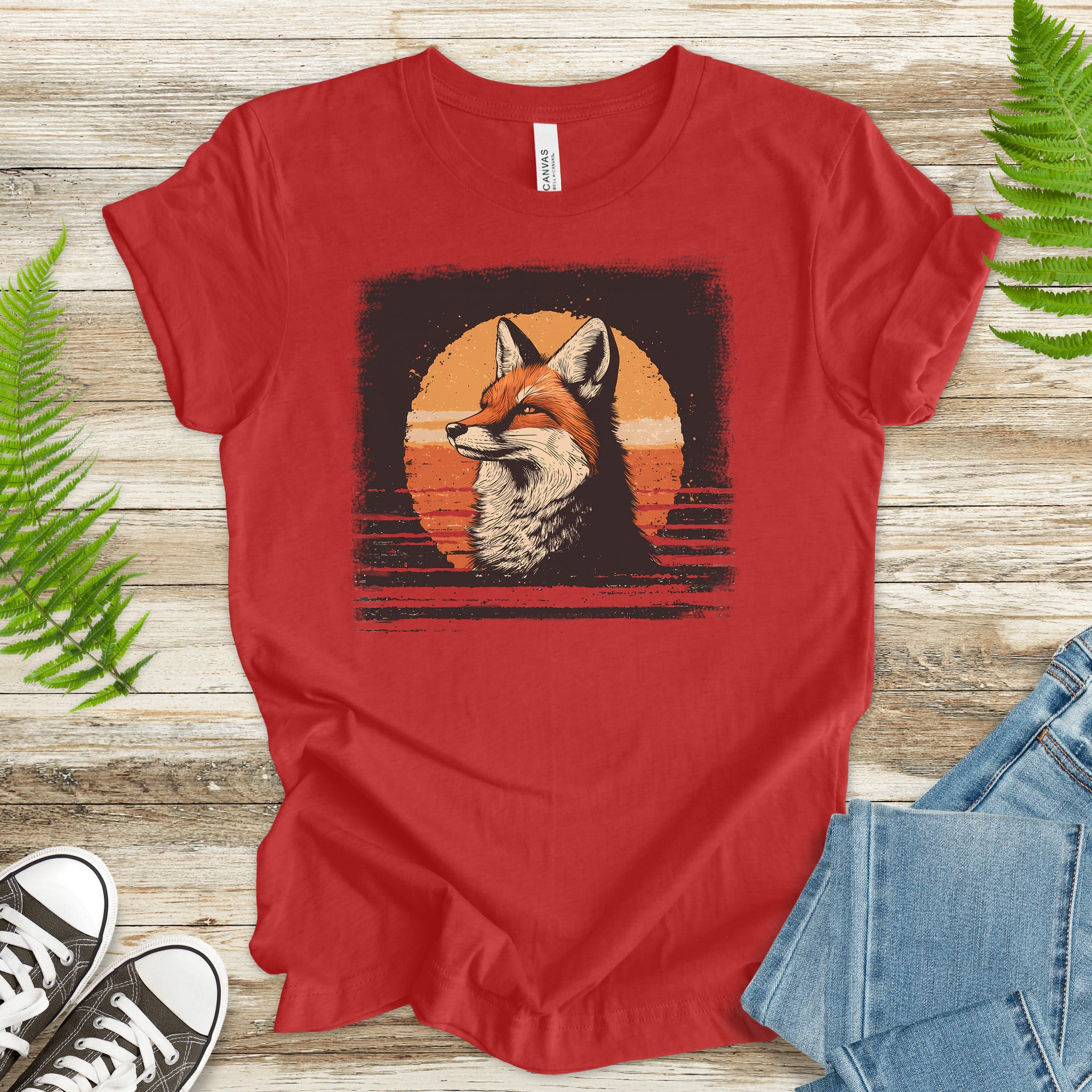 Fox Sunset Retro T-Shirt – Vintage Nature Vibes for Fox Lovers