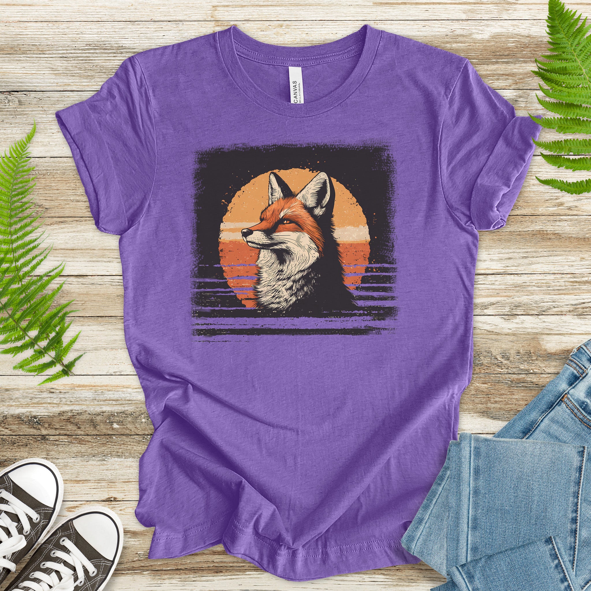 Fox Sunset Retro T-Shirt – Vintage Nature Vibes for Fox Lovers