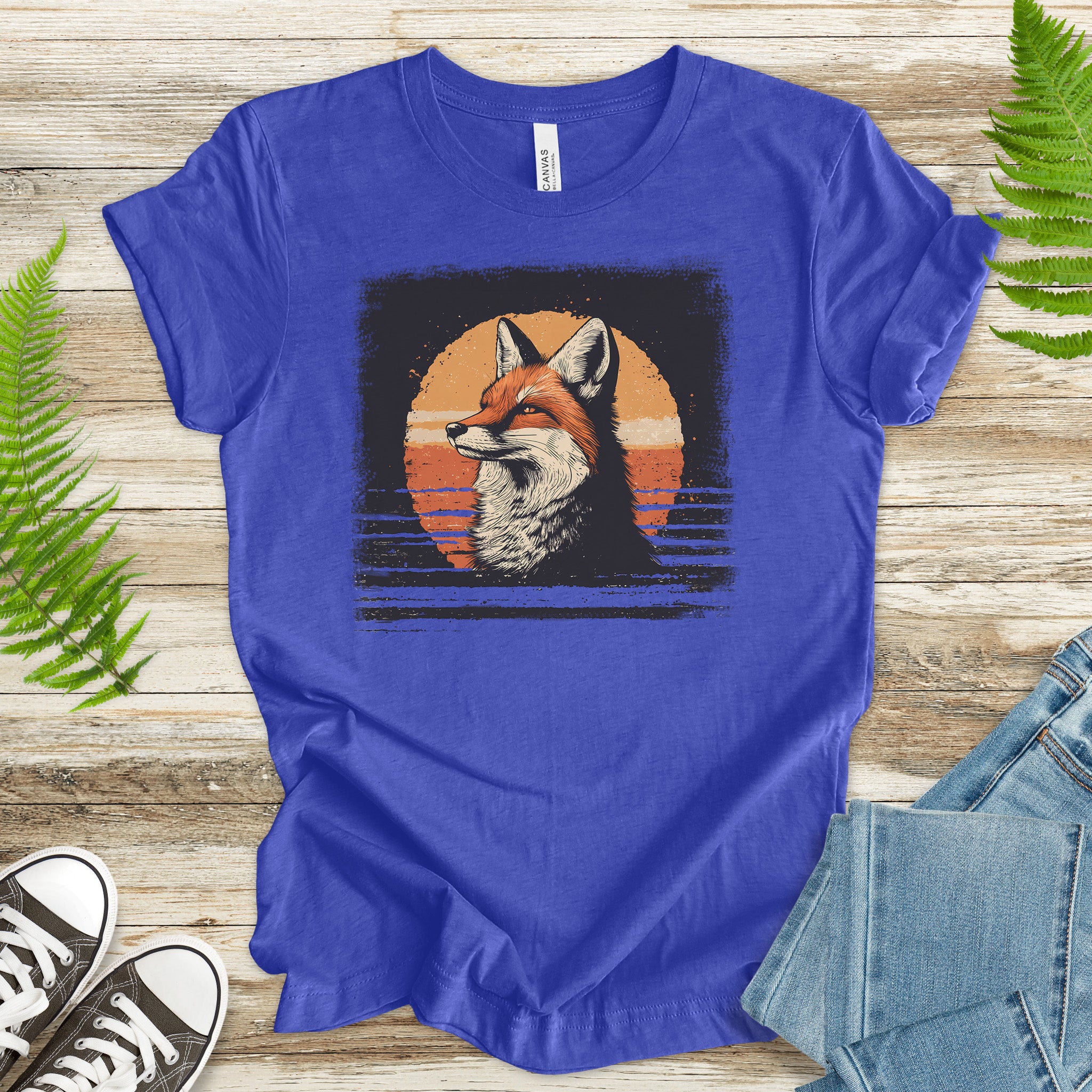 Fox Sunset Retro T-Shirt – Vintage Nature Vibes for Fox Lovers