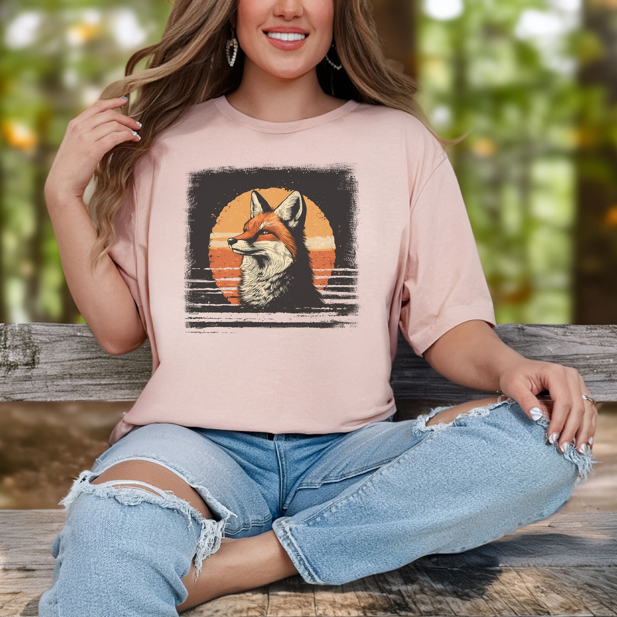 Fox Sunset Retro T-Shirt – Vintage Nature Vibes for Fox Lovers