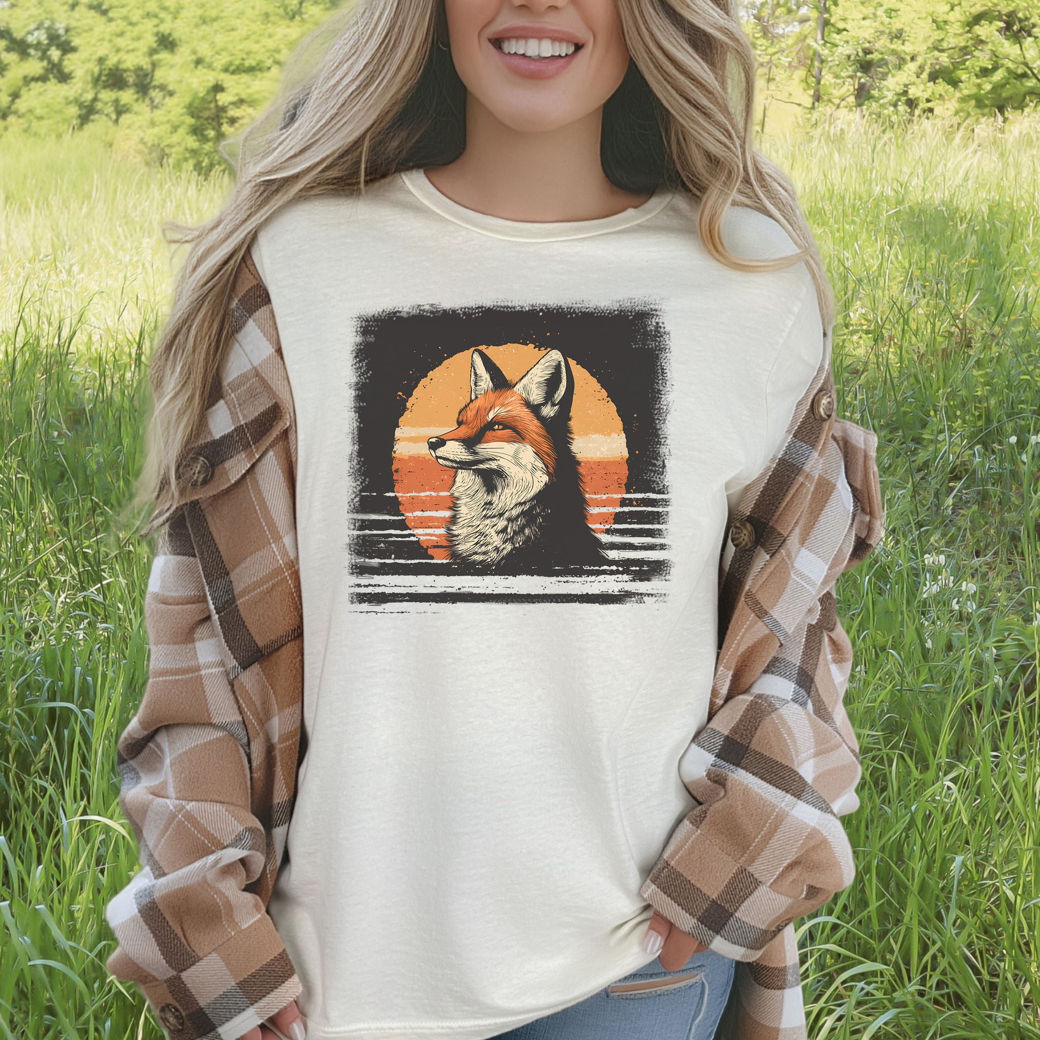 Fox Sunset Retro T-Shirt – Vintage Nature Vibes for Fox Lovers
