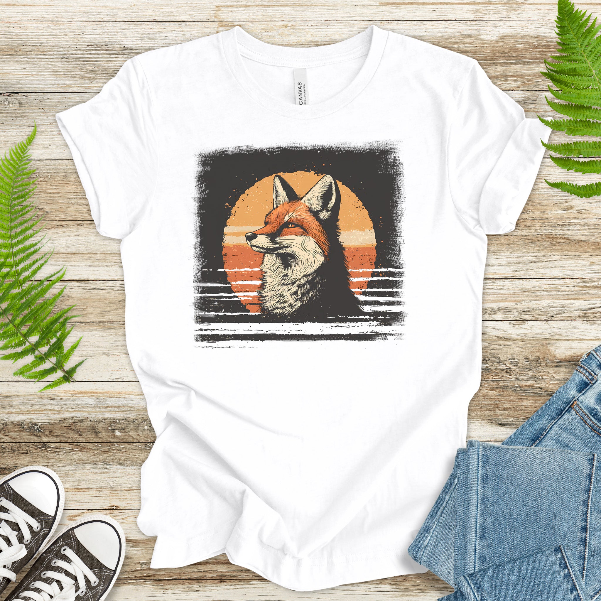 Fox Sunset Retro T-Shirt – Vintage Nature Vibes for Fox Lovers