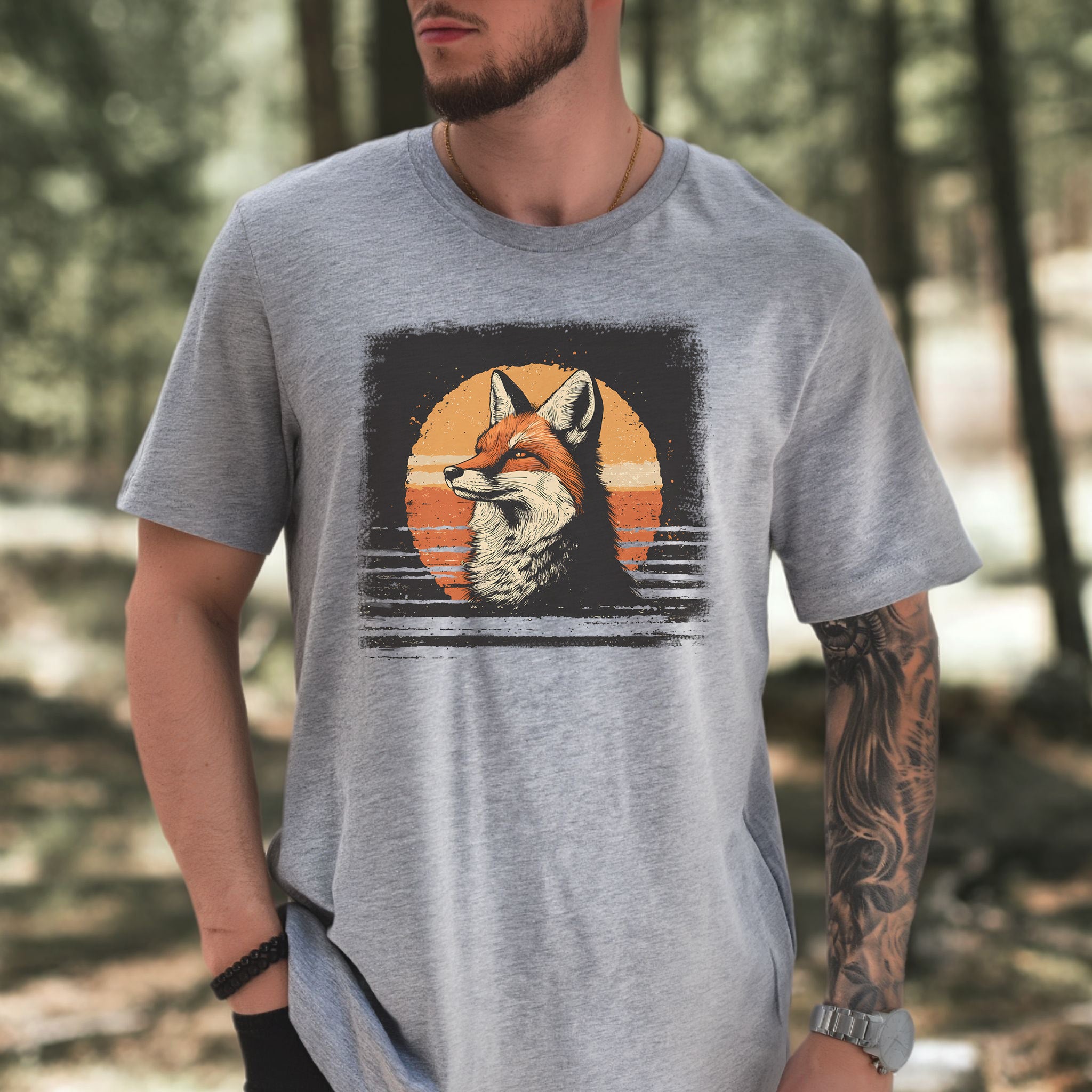 Fox Sunset Retro T-Shirt – Vintage Nature Vibes for Fox Lovers